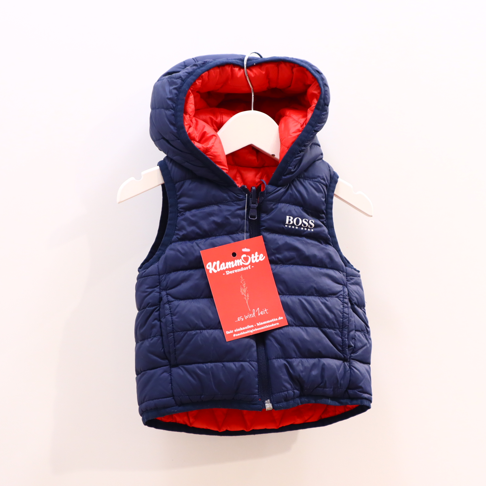 Jacken & Overalls HUGO BOSS Daunenjacke/Steppweste 74 blau/rot wendbar Applikation/Logo/Print