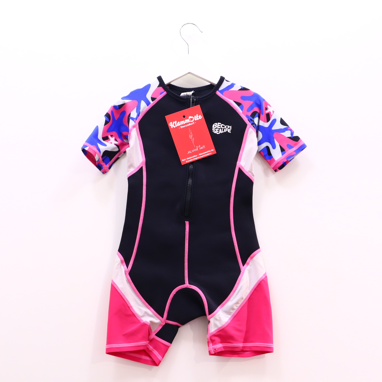 Bademode BECO SEALIFE Neoprenanzug 104 weiß/schwarz/lila/pink Alloverprint/Logo/Print