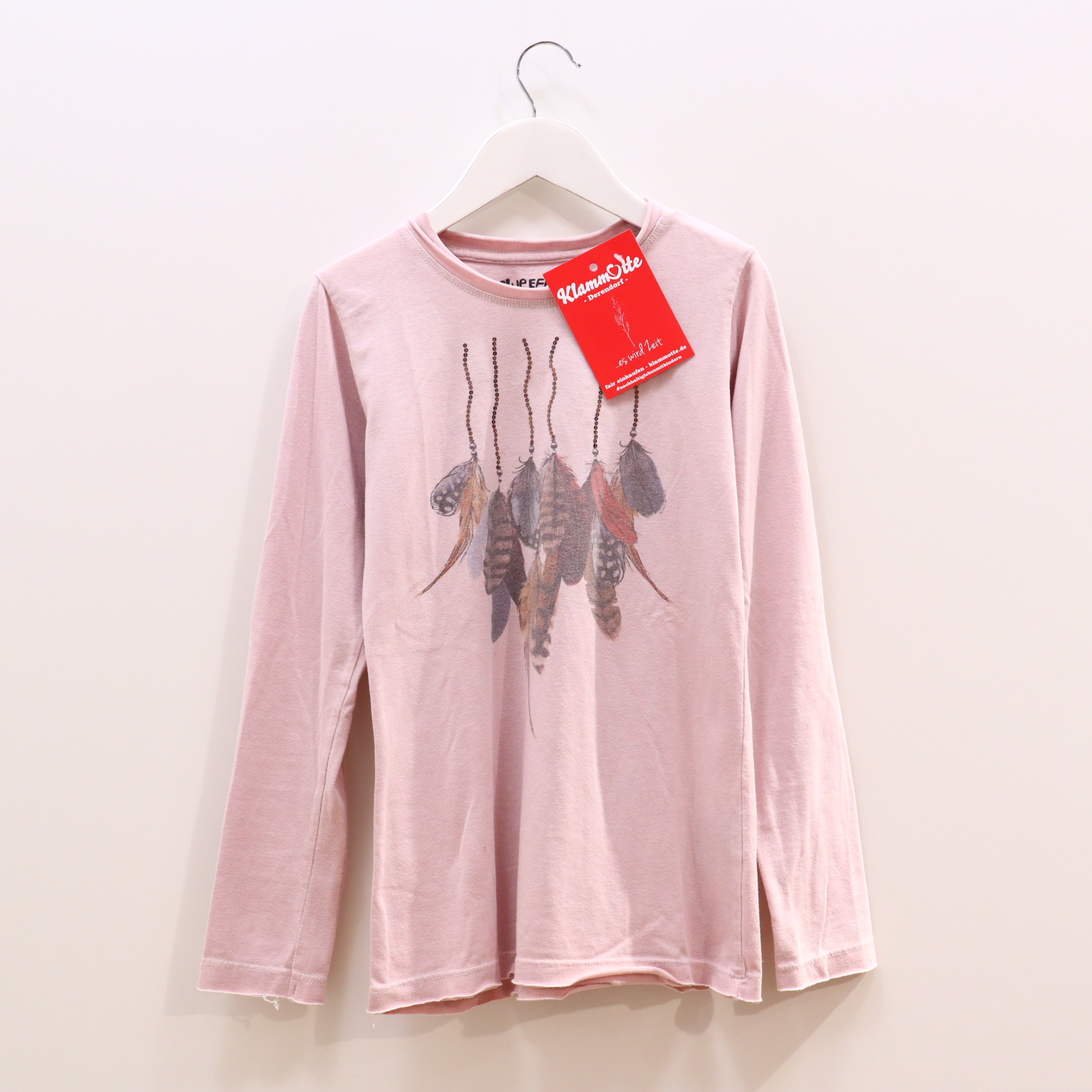 Oberteil BLUE EFFECT 146/152 rosa Pailetten/Print langarm Shirt Baumwolle/Polyester leichtes Pilling