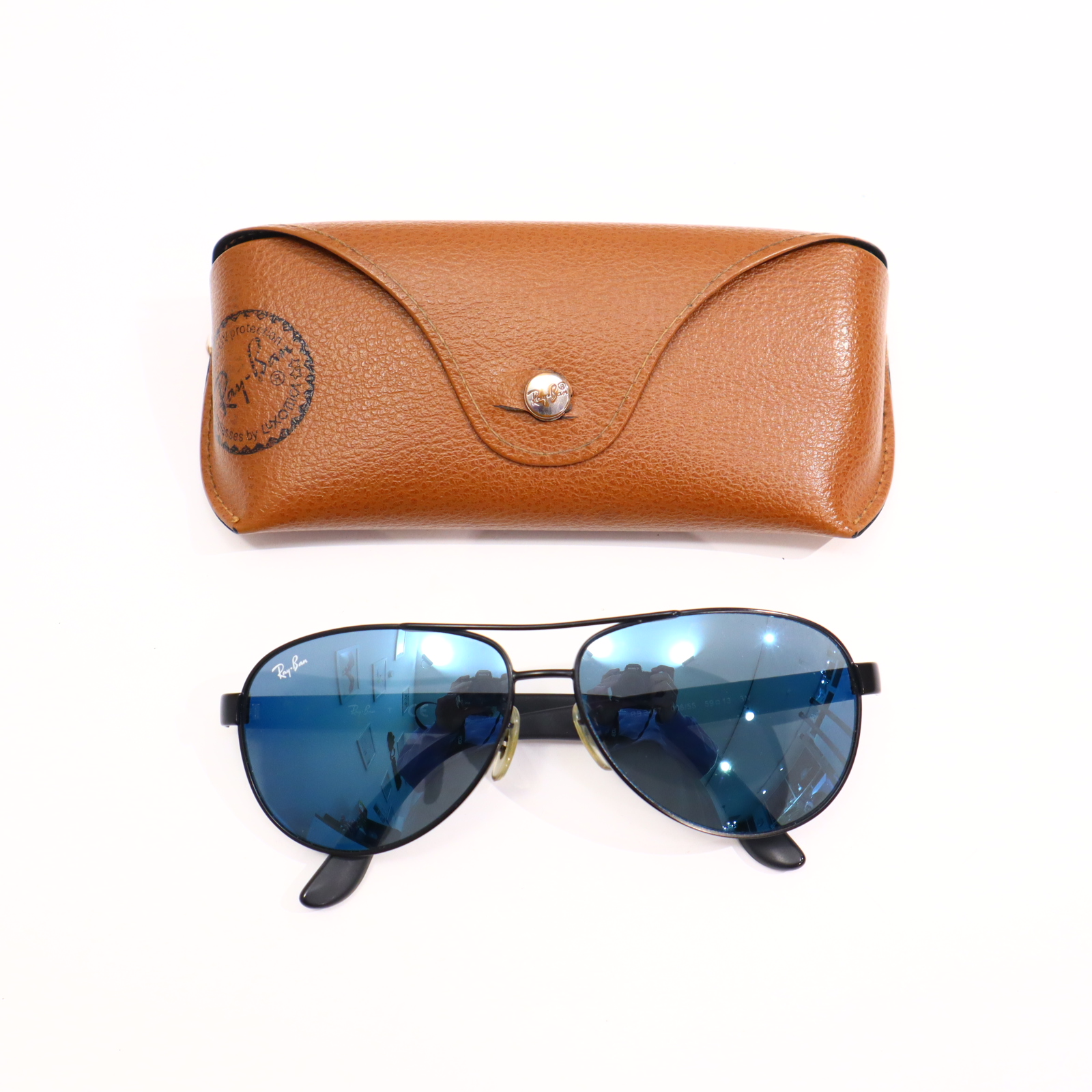Bademode Ray-Ban blau/schwarz Sonnenbrille mit Etui