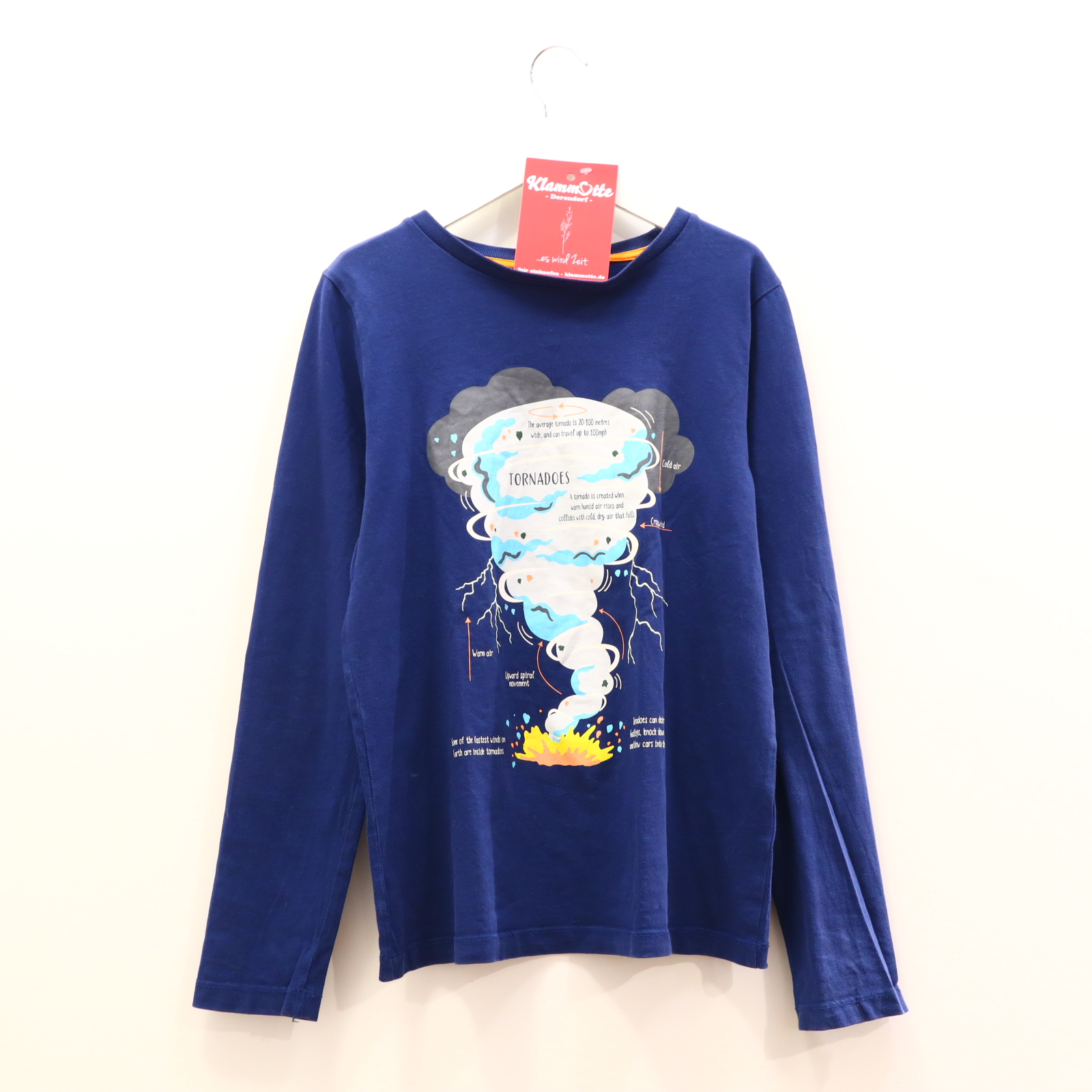 Oberteil mini Boden Gr. 152 langarm Shirt blau Baumwolle Print