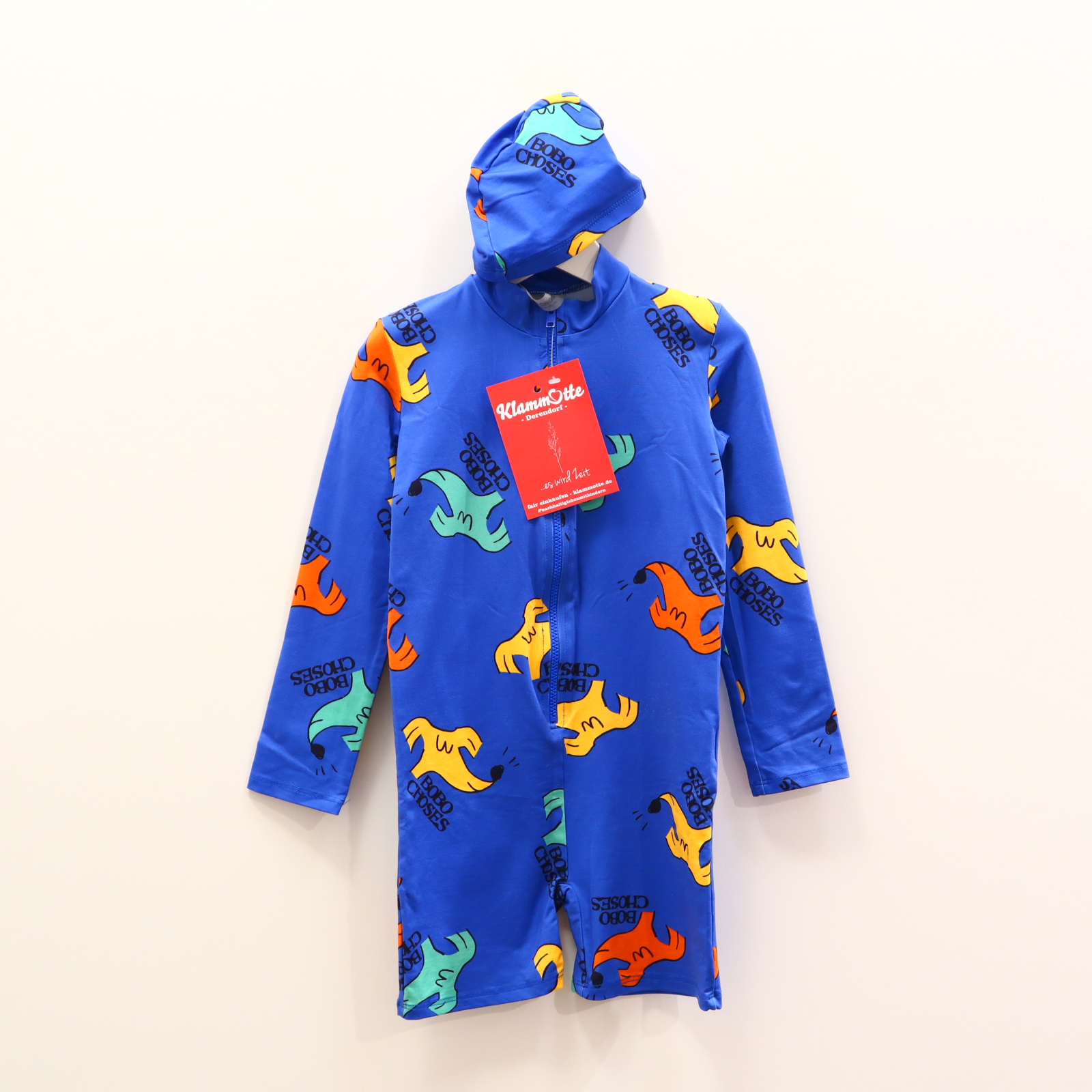 Bademode mini rodini 98 blau Alloverprint UV-Einteiler/UV-Mütze