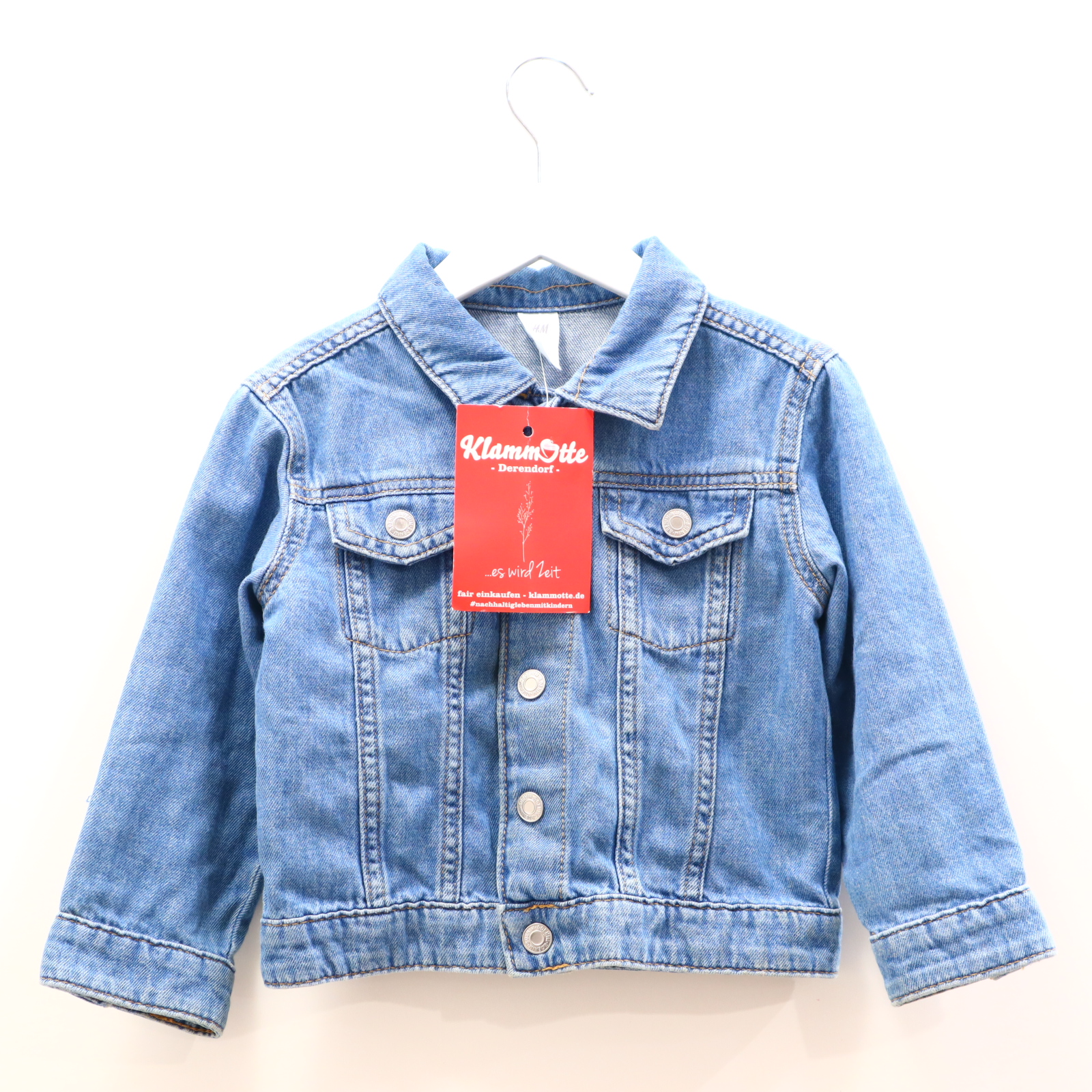 Jacke H&M Jeansjacke 98 blau Denim Druckknöpfe