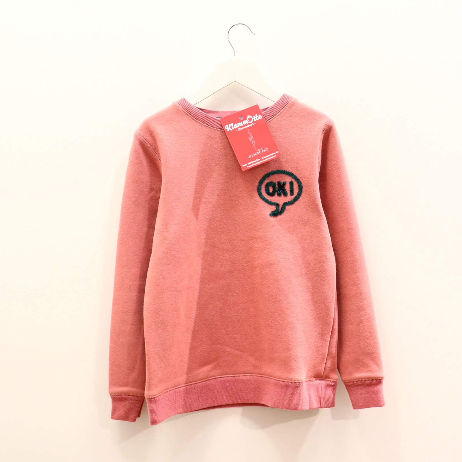 Oberteil mini Boden Gr. 140 Sweatshirt rosa Baumwolle/Elasthan/Polyester Applikation samtige Innenseite! ganz leichtes Pilling