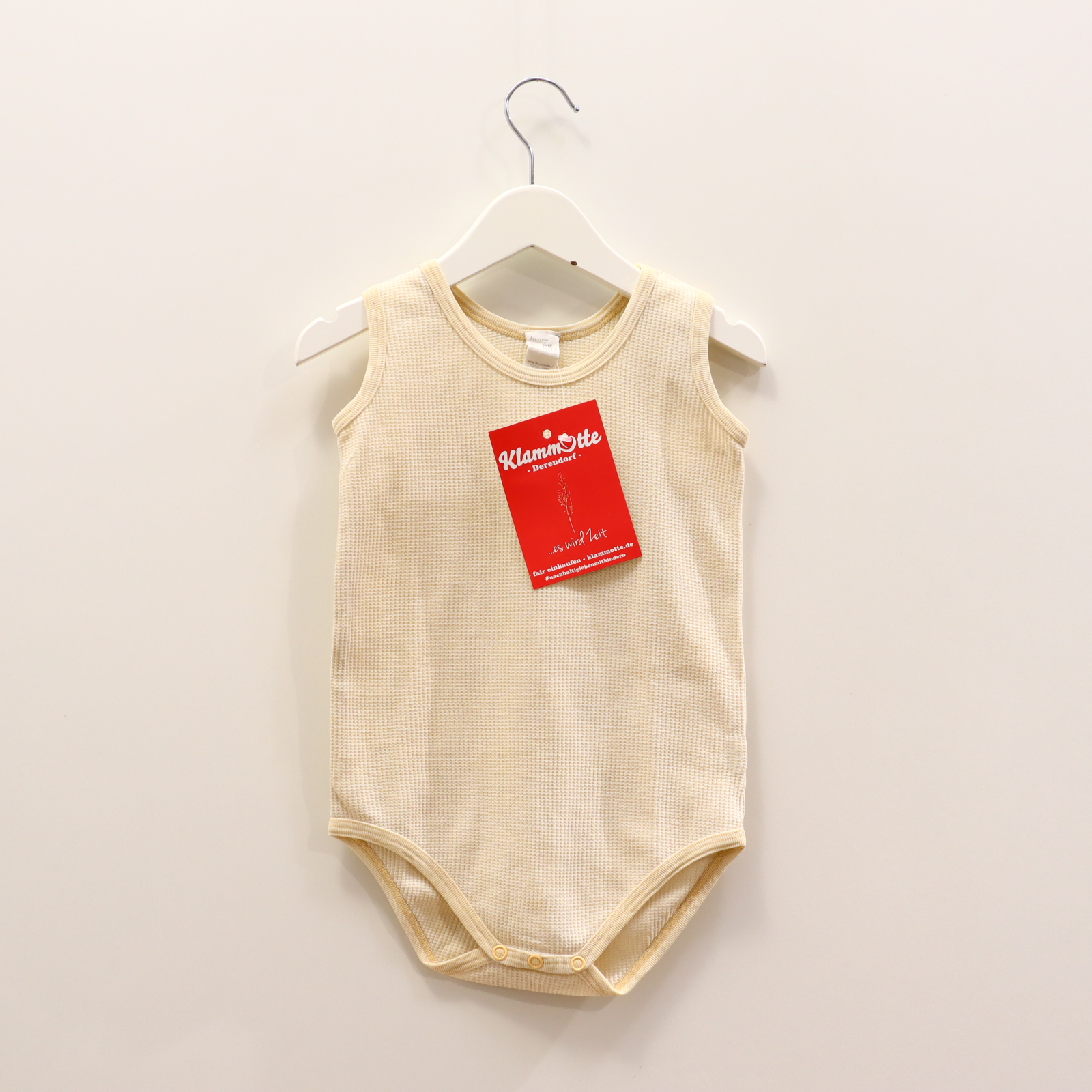 Body hessnatur 86/92 creme Wickelbody Waffelmuster Bio-Baumwolle/Kapok