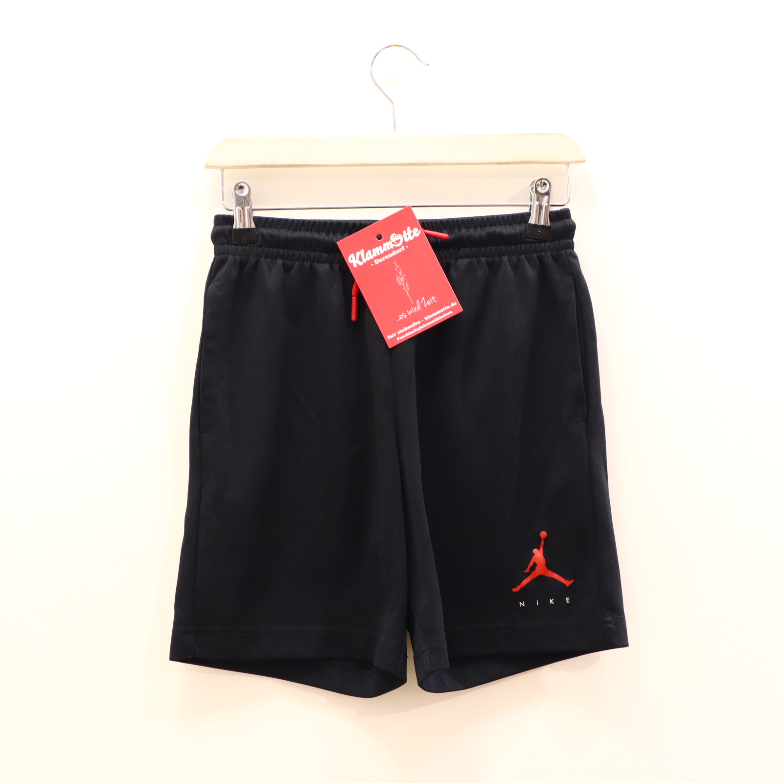 Hose AIR JORDAN 134/140/146 Short/Sporthose schwarz Logo/Print Gummibandzug/Kordelzug Polyester