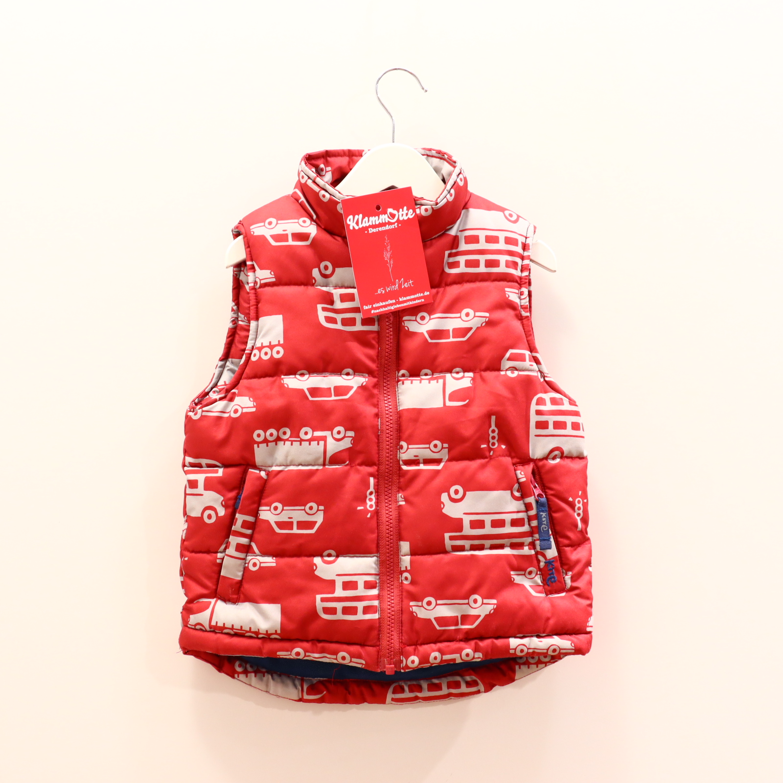 Jacke kite 110 rot Alloverprint Steppweste Fleecefutter