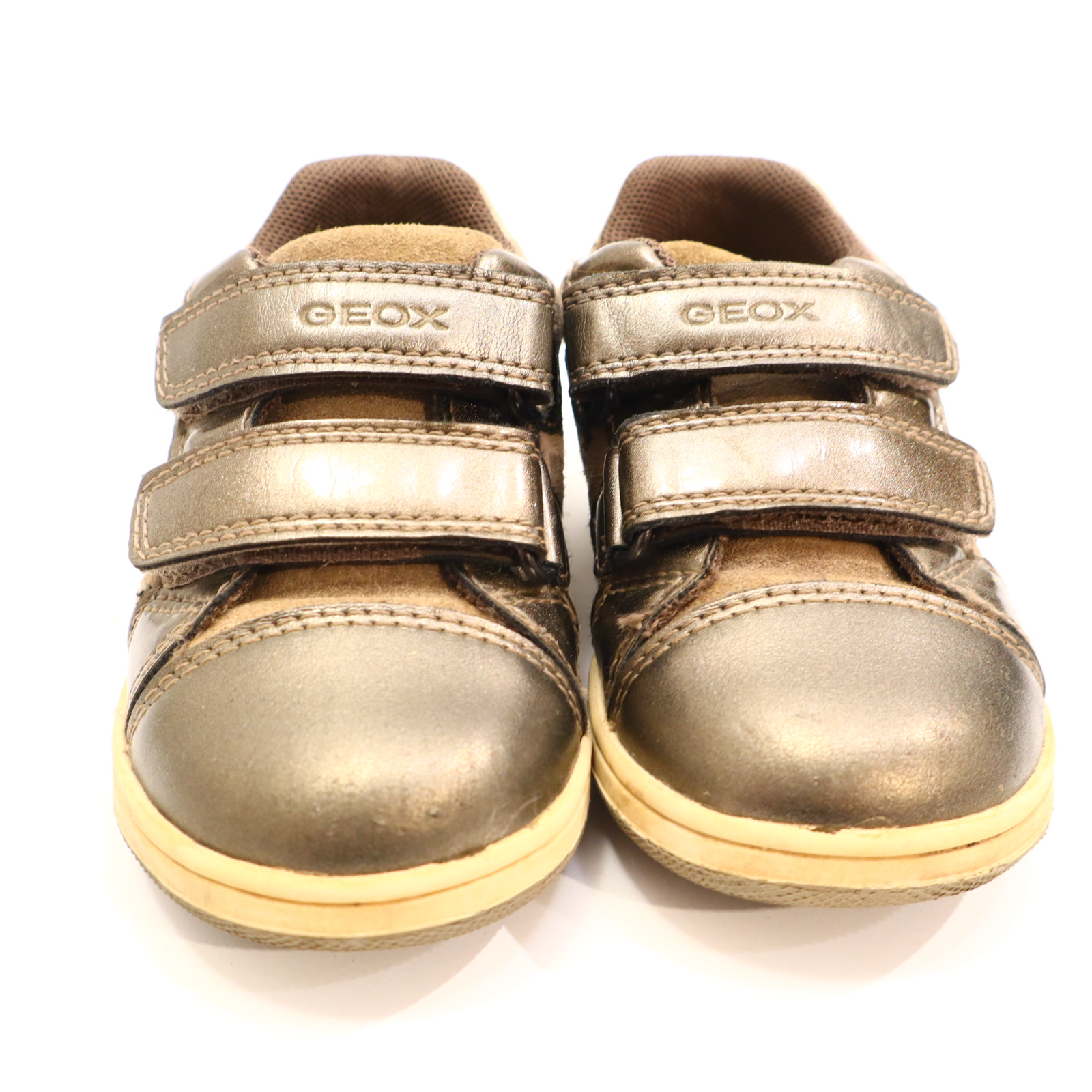 Halbschuhe GEOX Klett/Sneaker 24 braun/bronze leichte gleichmäßige Ablaufspuren