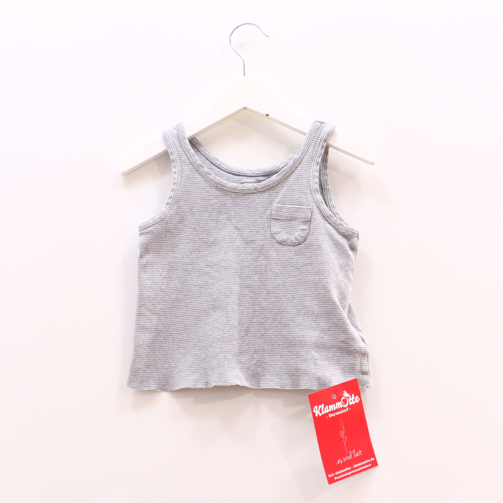 Oberteil Little HEDONIST 86 grau/weiß gestreift Top/Träger Biobaumwolle