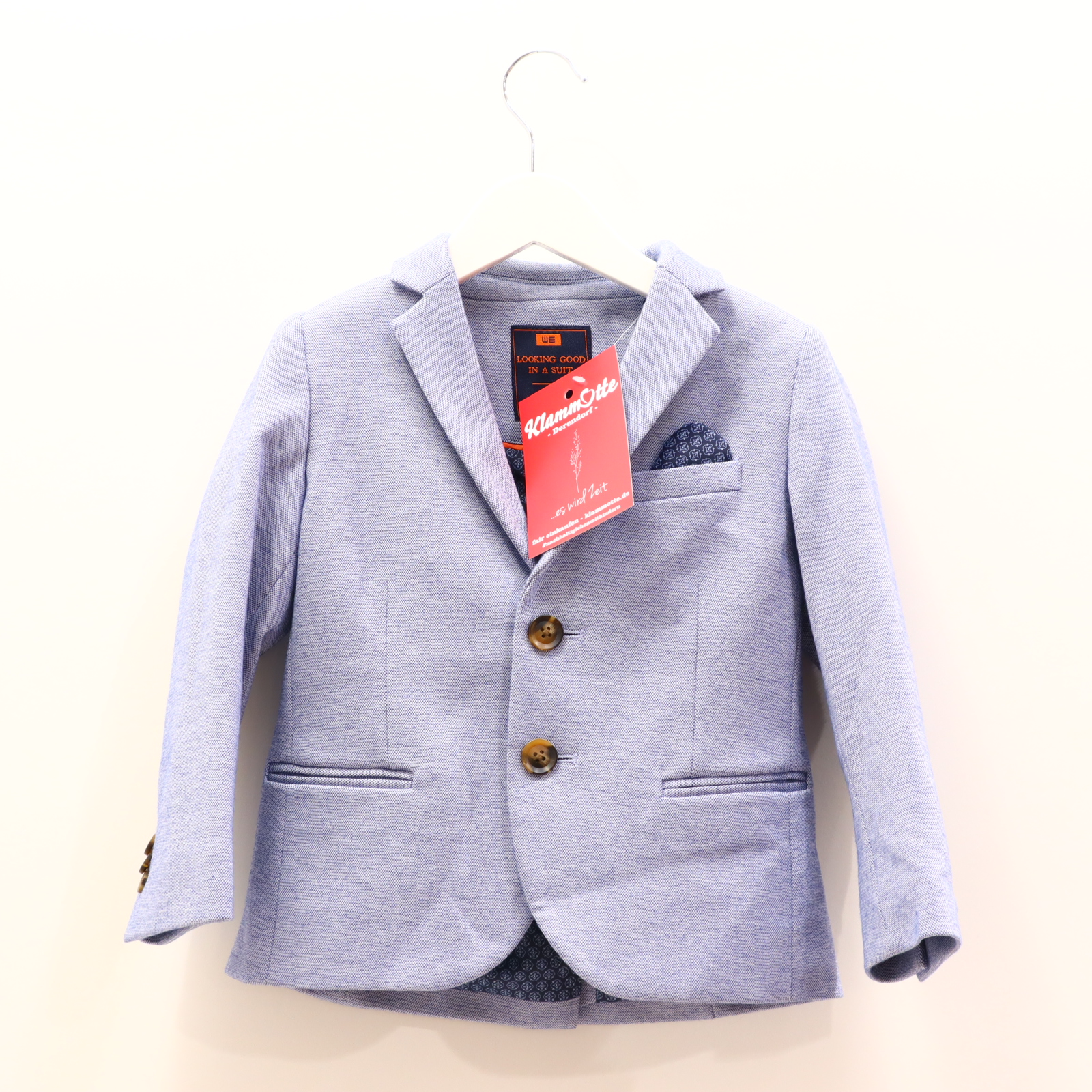 Jacke WE 98/104 blau melange Blazer Elasthan/Polyester/Viskose