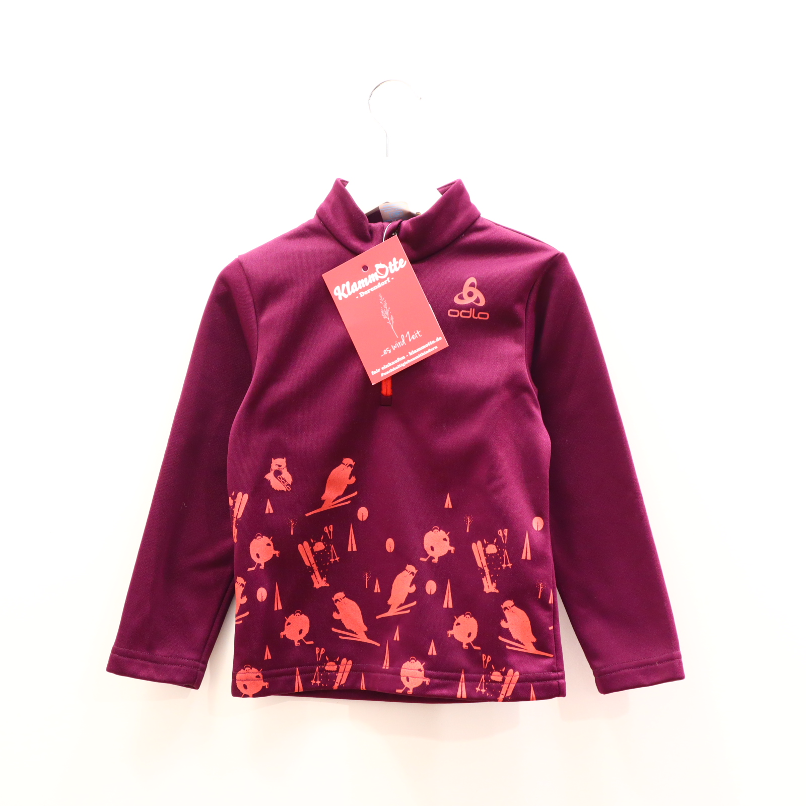 Oberteil odlo 104 bordeaux Print Fleecepullover/Funktionsshirt/Troyer Polyester Stehkragen