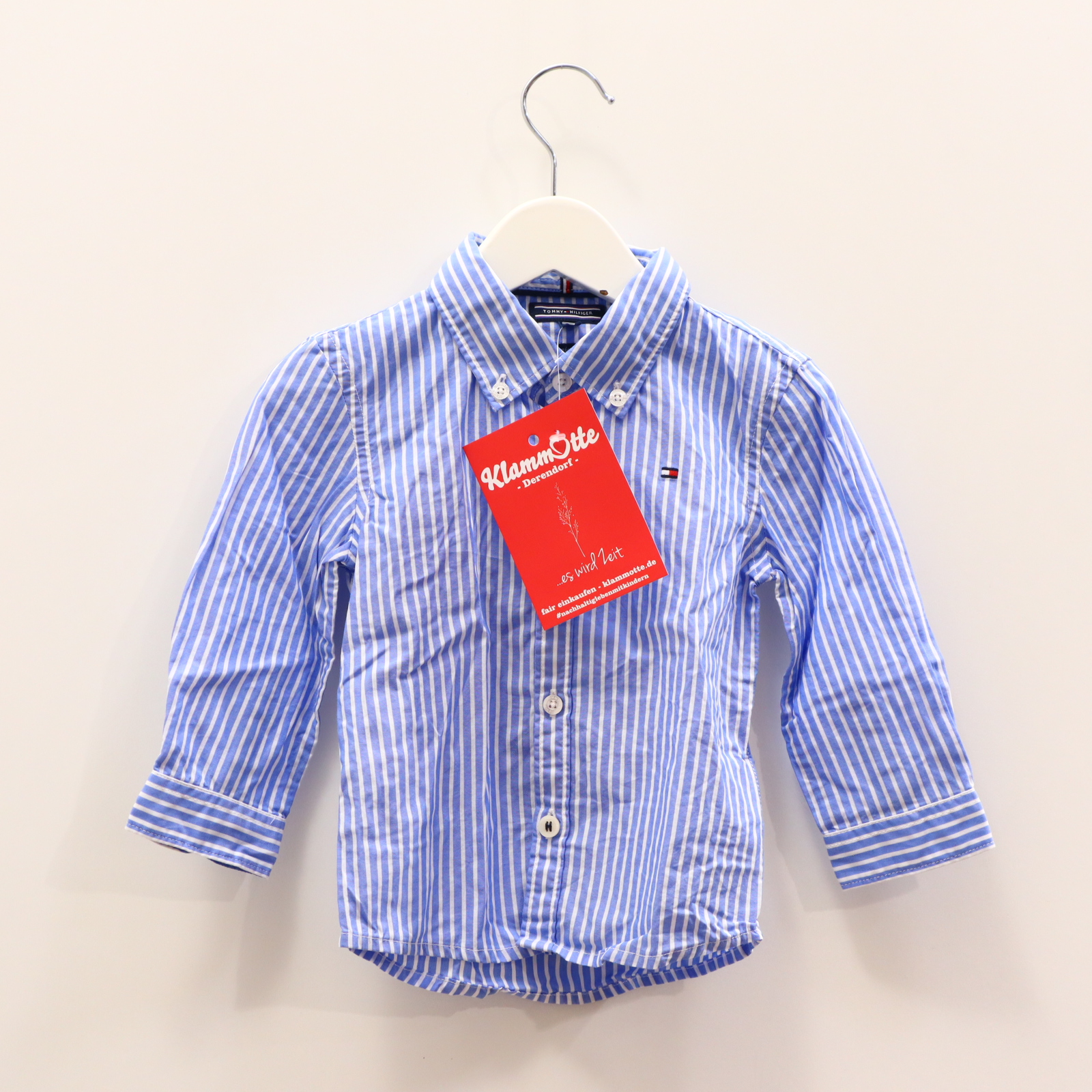 Oberteil TOMMY HILFIGER 80 blau/weiß gestreift/Logo/Stickerei Baumwolle