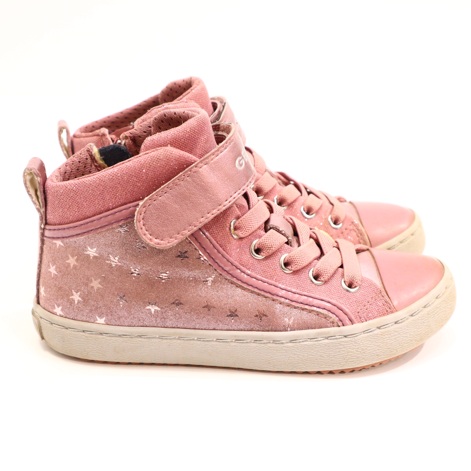 Halbschuhe GEOX Schnürschuh mit Reißverschluß 29 rosa leichte gleichmäßige Ablaufspuren