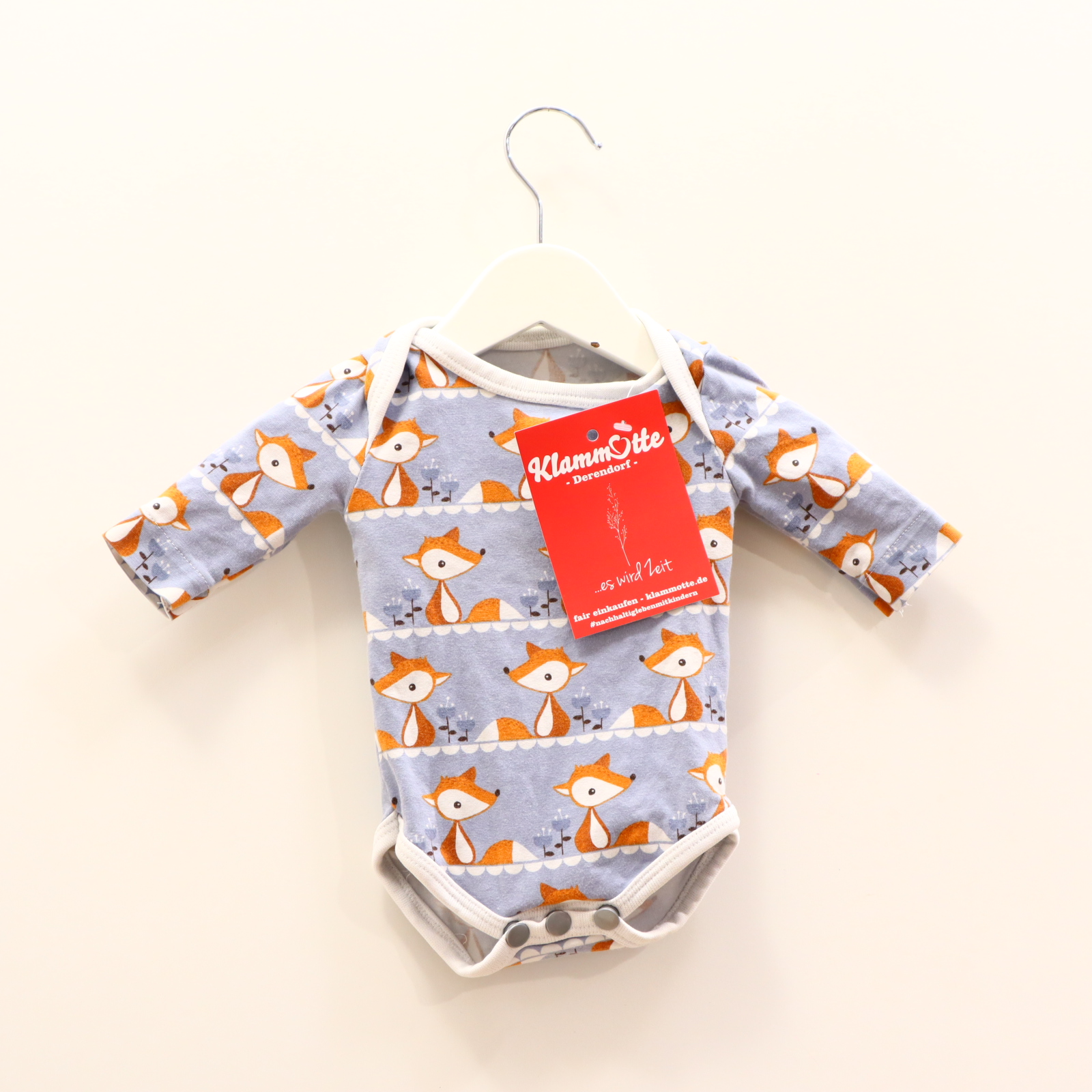 Body Handmade 50/56 grau/weiß/karamell langarm Allover Print