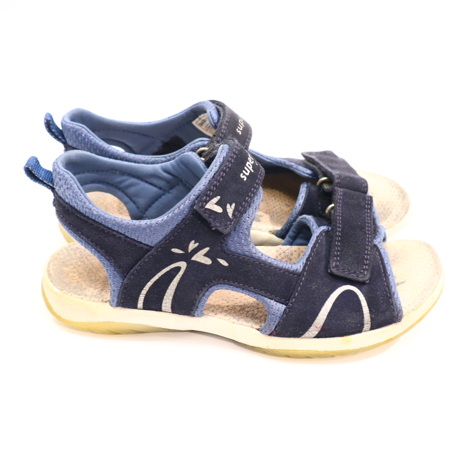 Sandalen SuperFit 34 blau Leder leichte gleichmäßige Ablaufspuren