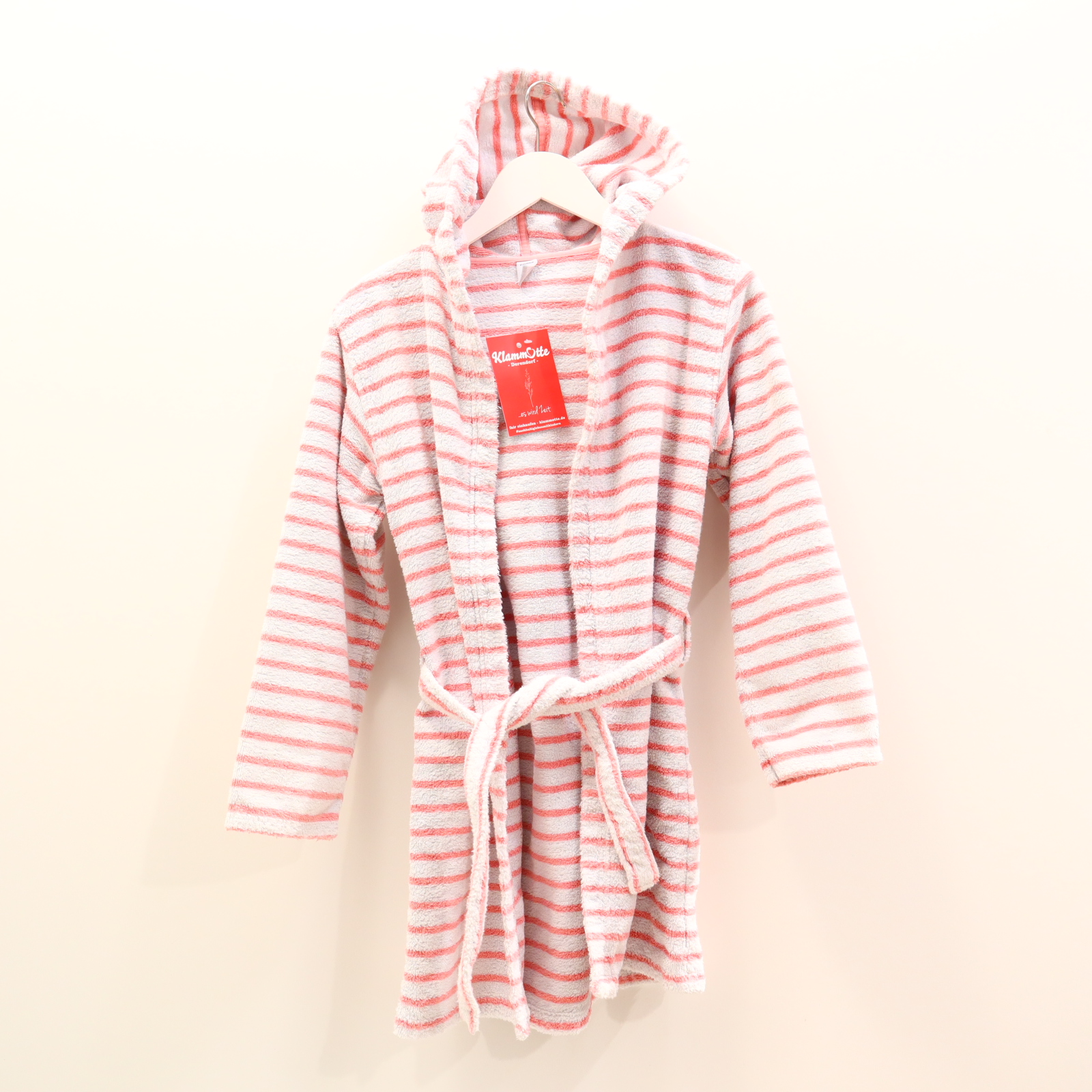 Bademode PETIT BATEAU Bademantel 152 rosa/weiß gestreift Baumwolle/Frottee