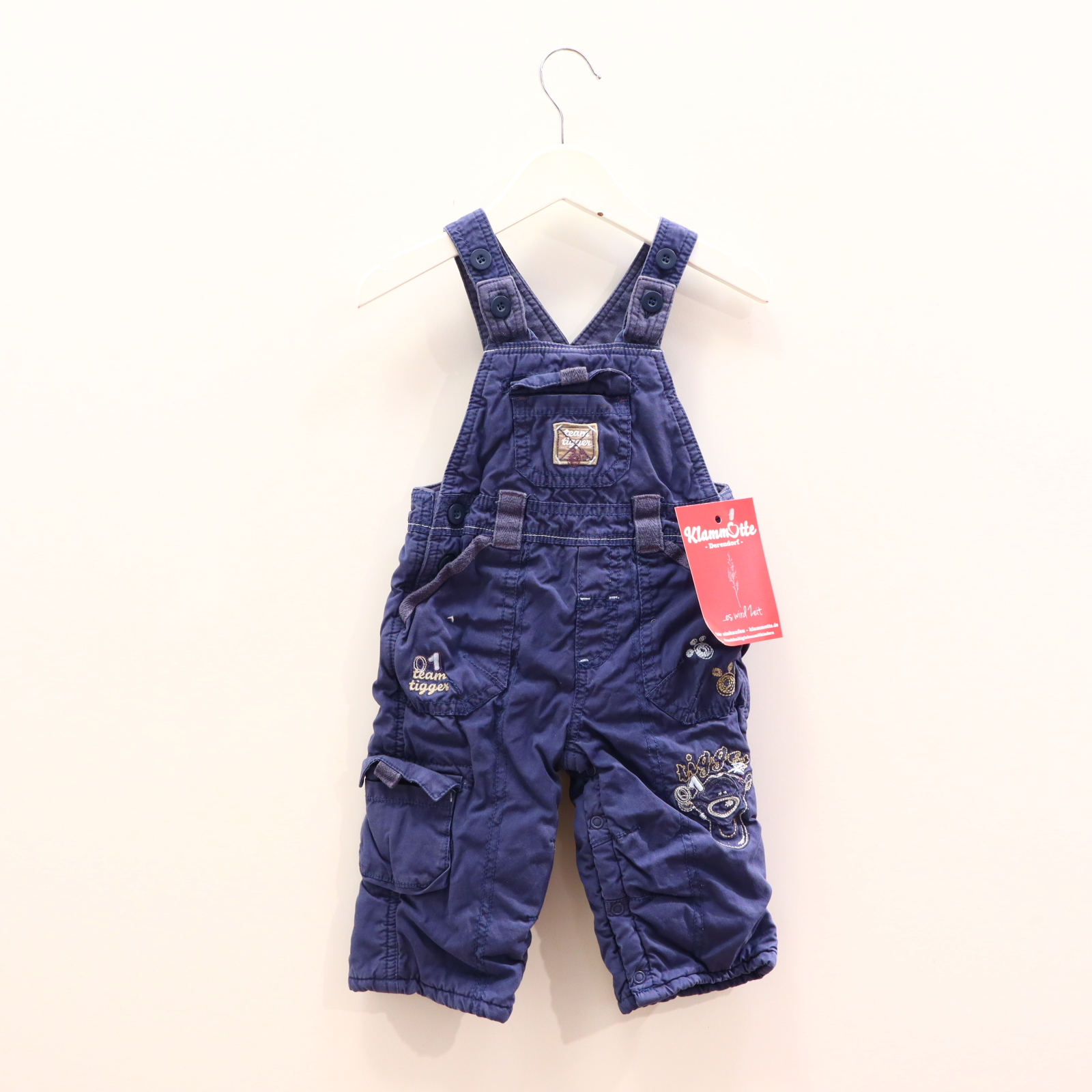 Hosen & Strampler 68 blau Applikation/Stickerei Latz/Thermohose Baumwolle/wattiert