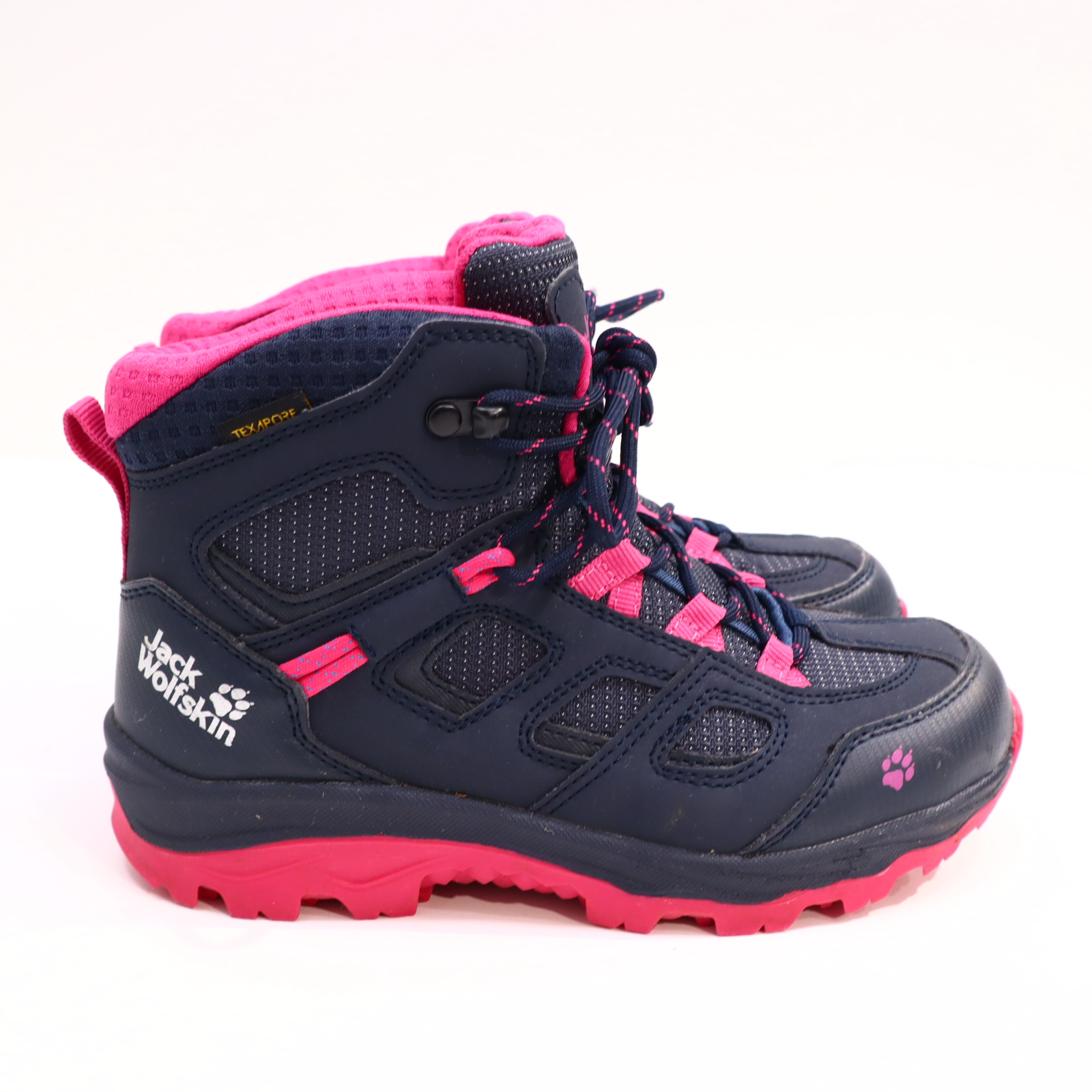 Halbschuhe Jack Wolfskin Trekking/Wanderschuh 32 blau/pink TEXAPORE leichte gleichmäßige Ablaufspuren