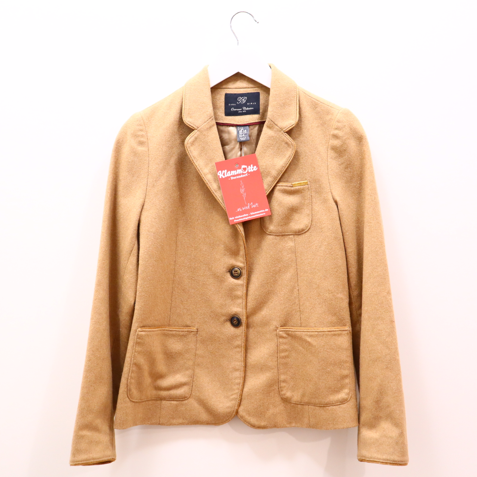 Jacke ZARA Blazer 164 braun Polyamid/Wolle Mädchen