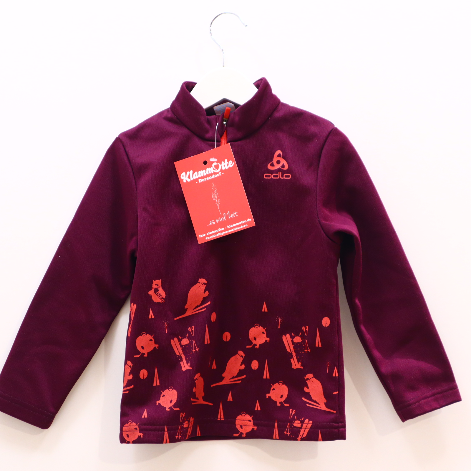 Oberteil odlo 104 weinrot Logo/Print Fleecepullover/Troyer Polyester