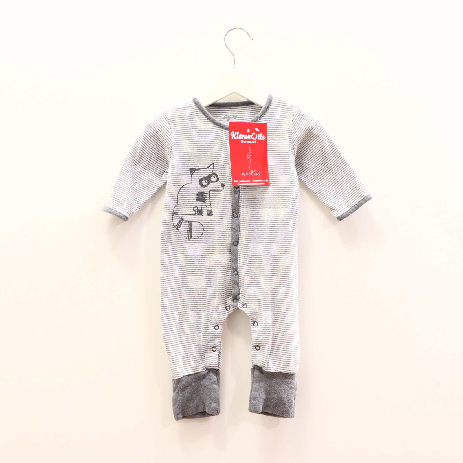 Oberteil Sigikid 62 grau/weiß gestreift/Print Schlafeinteiler ohne Fuß Baumwolle/Polyester Wendebündchen!