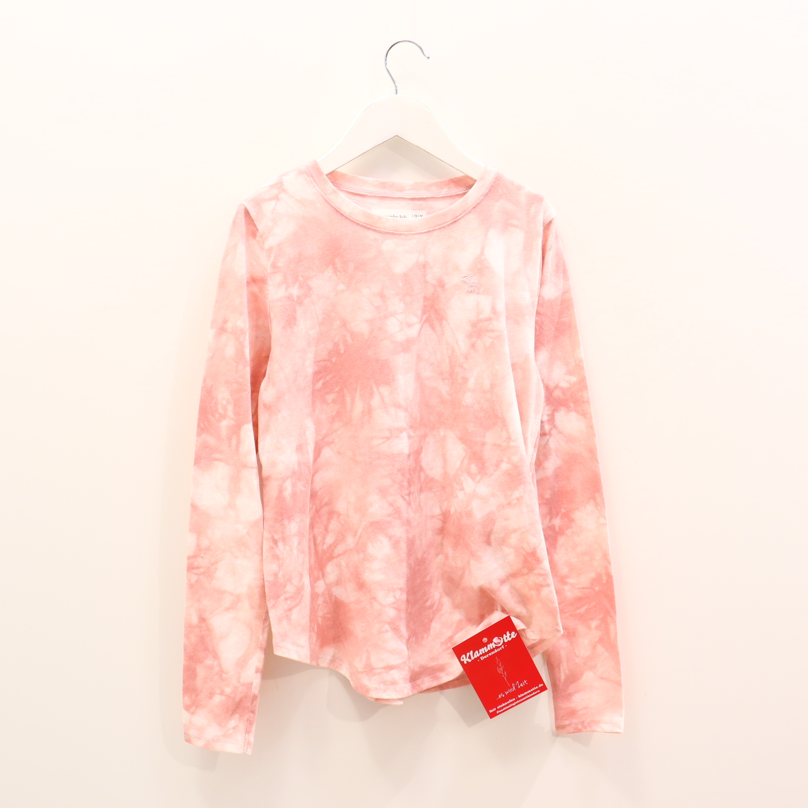Oberteil abercrombie  Gr. 158/Gr. 164 langarm Shirt rosa/weiß Baumwolle/Polyester Batik