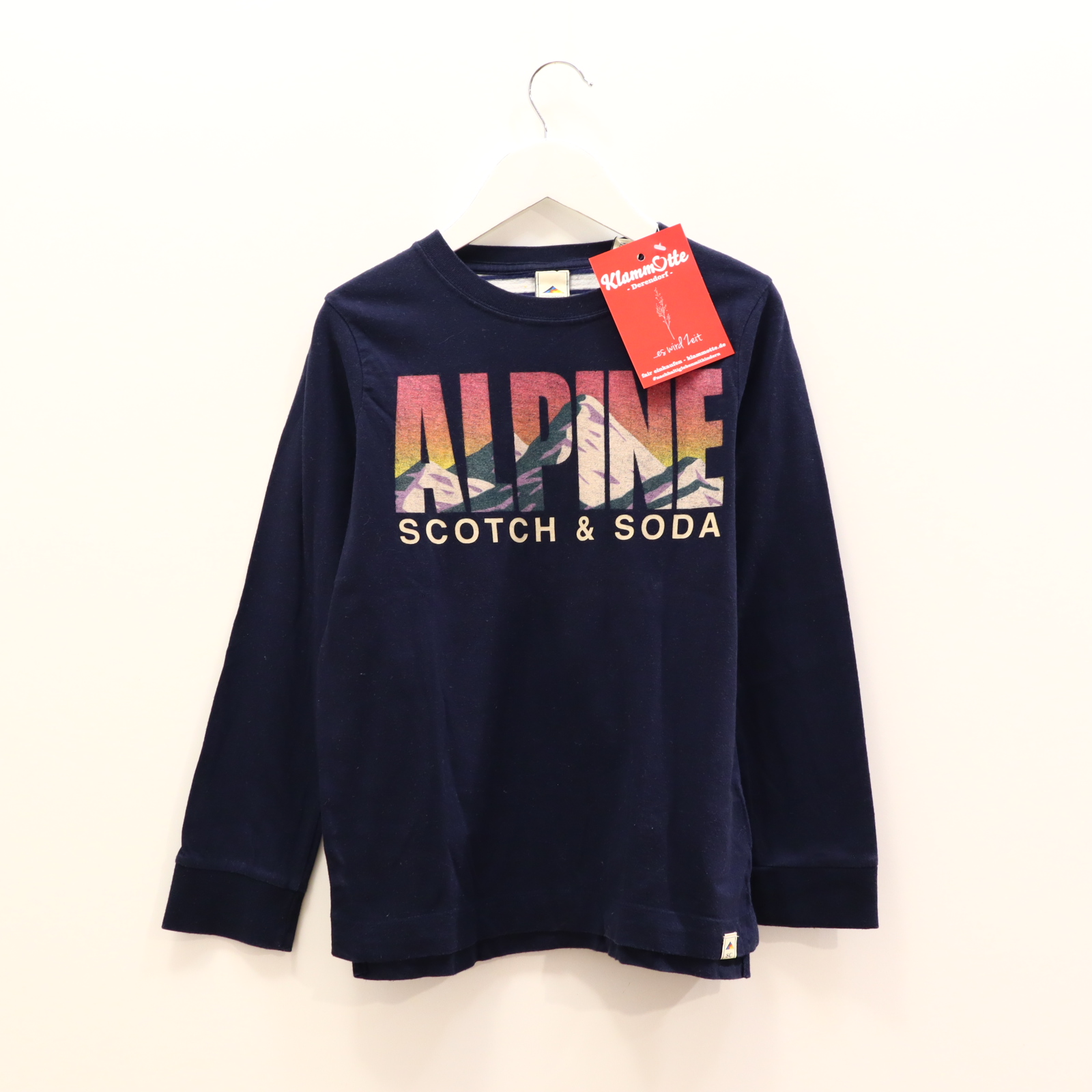 Oberteil SCOTCH & SODA Gr. 128 langarm Shirt blau Baumwolle Print