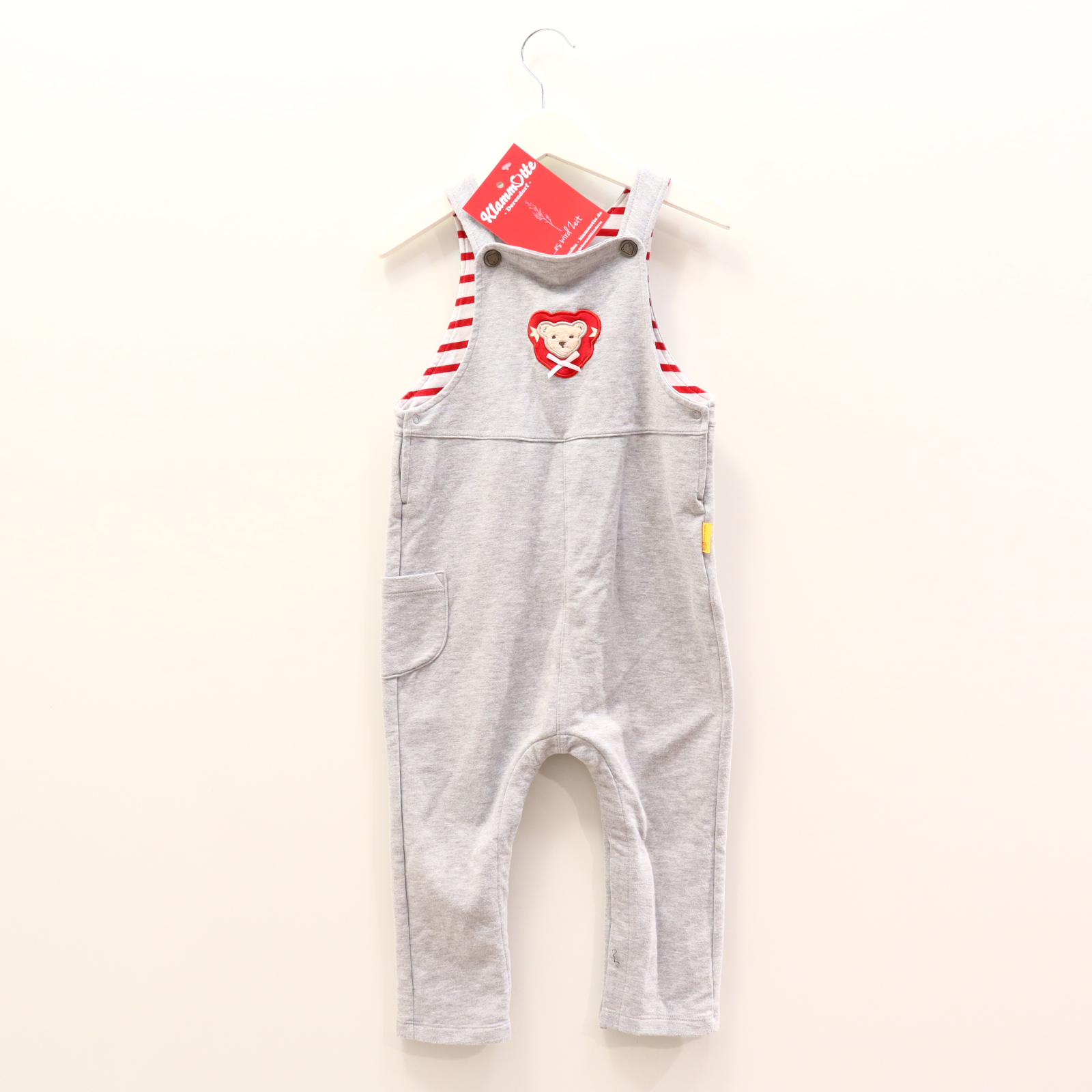 Hosen & Strampler Steiff 86 grau Applikation/Logo/melange Latz Baumwolle/Elasthan/Polyester Druckknöpfe im Schritt