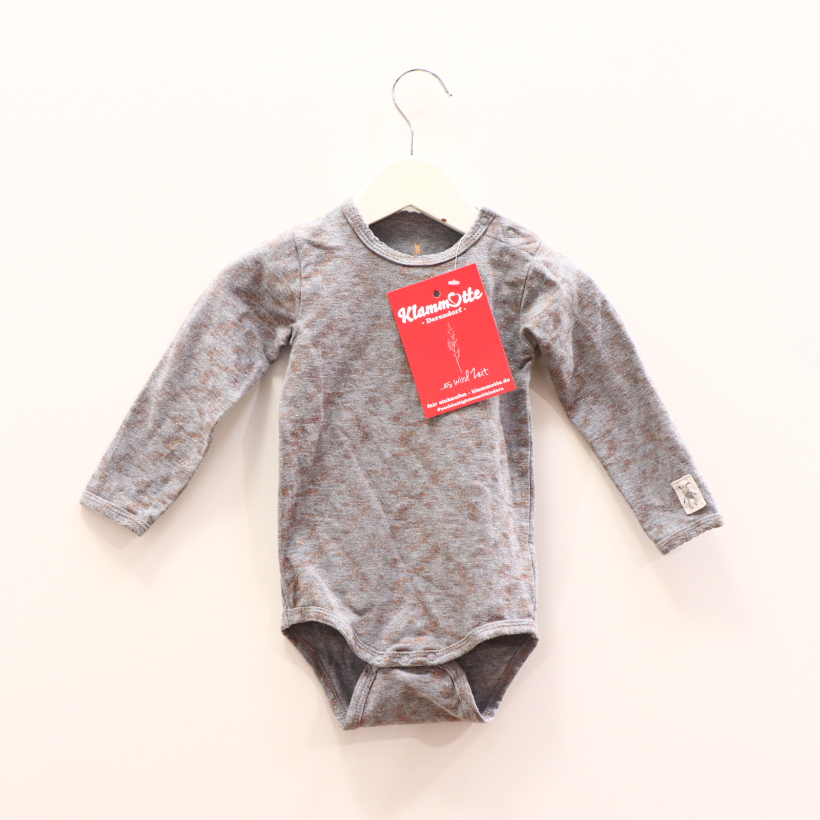 Body small rags 74 grau langarm Allover Print/Glitzer Baumwolle/Elasthan