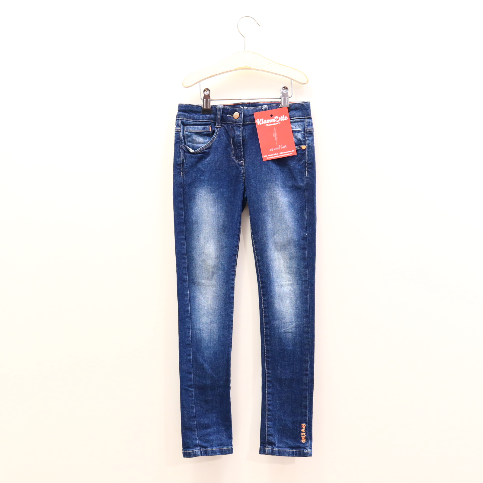 Hose S. Oliver Jeans 128 blau Denim Reißverschluß/Schiebeknopf/verstellb. Bund Skinny