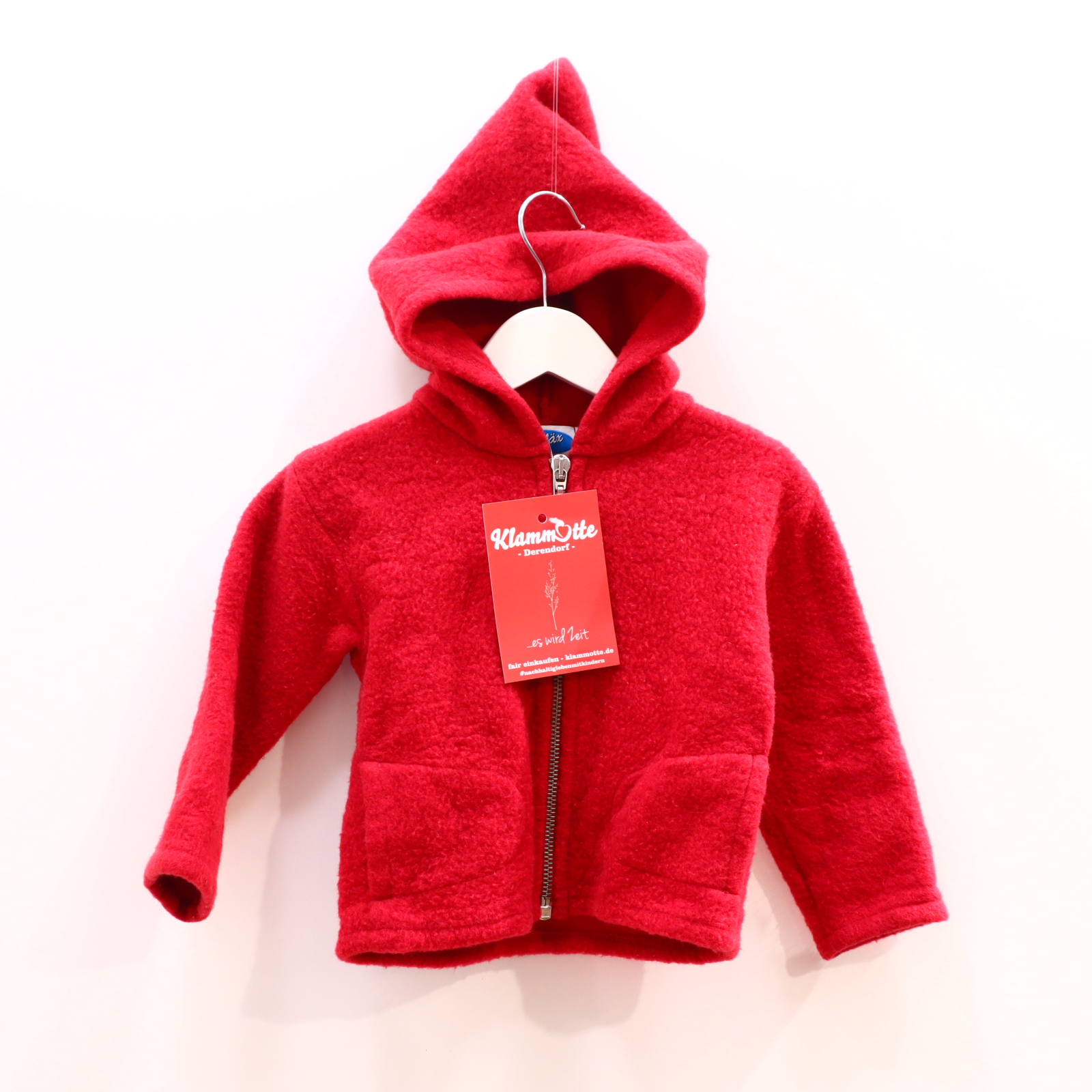 Oberteil Reiff 74/80 rot Kapuzenjacke kl. Materialfehler Merinowolle/Schurwolle/Wollfleece