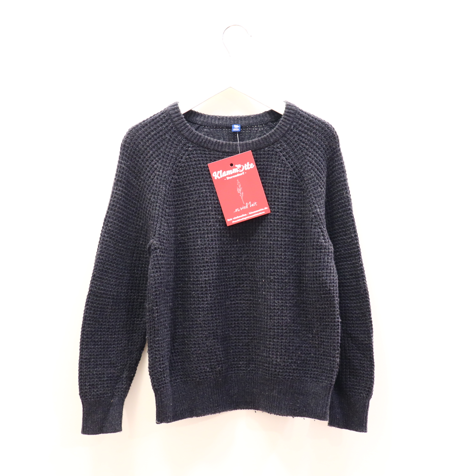 Oberteil UNIQLO Gr. 122/Gr. 128 Strickpullover anthrazit melange/Waffelmuster