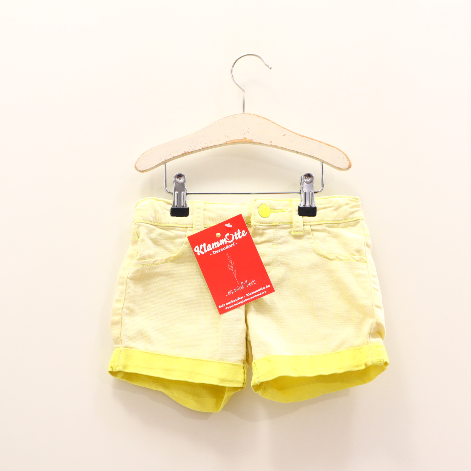 Hose BENETTON Jeans/Short 110 gelb Baumwolle/Elasthan/Polyester/Twill Druckknopf/verstellb. Bund