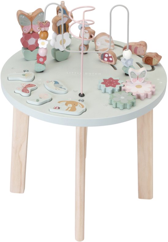Babyspielzeug LITTLE DUTCH rosa/pastell/mint Activity Tisch Holz/Metall 2 Stecksteine fehlen!