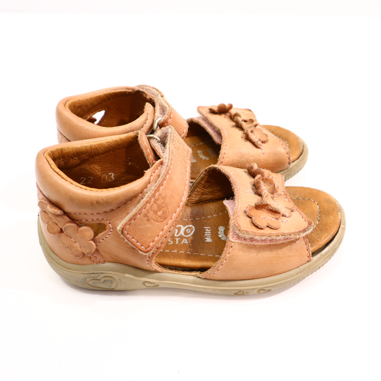 Sandalen PEPINO 22 braun Leder leichte gleichmäßige Ablaufspuren