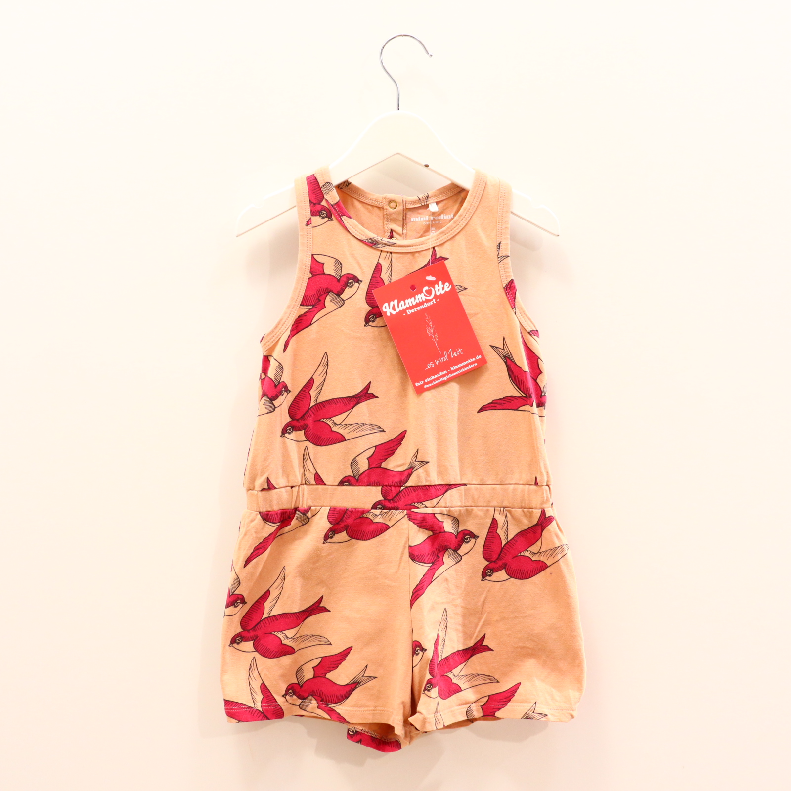 Kleider & Röcke mini rodini Jumpsuit 104 rosa Alloverprint Baumwolle/Elastan/Jersey Druckknopf/Knopfleiste