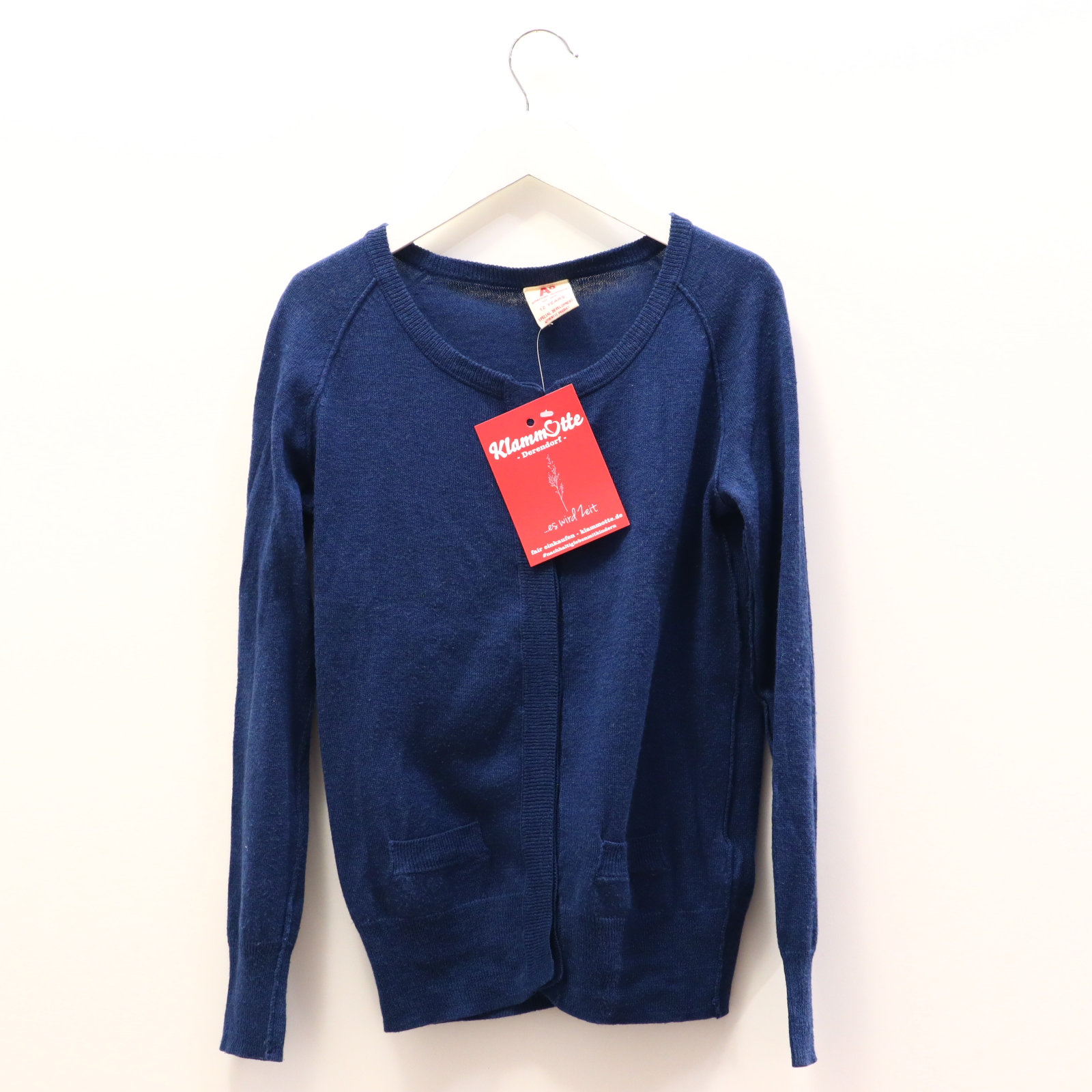 Oberteil american outfitters 152 blau melange Strickjacke Baumwolle/Polyacryl Perlumuttknöpfe