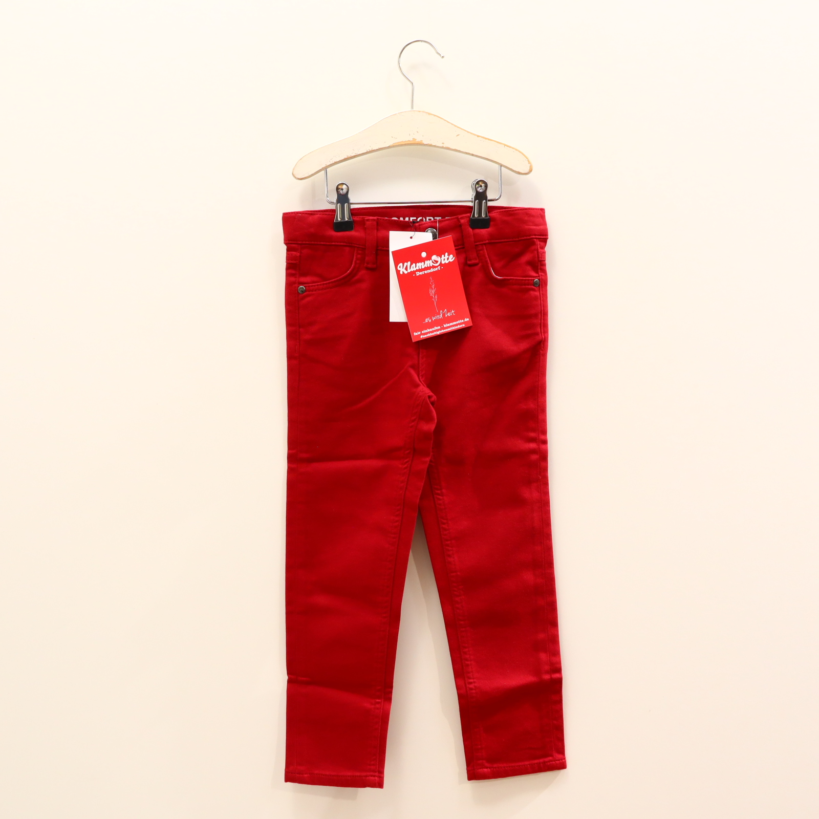 Hose Jako-O 110 rot Reißverschluß/Schiebeknopf/verstellb. Bund Baumwolle/Elasthan/Twill Comfort fit NEU!