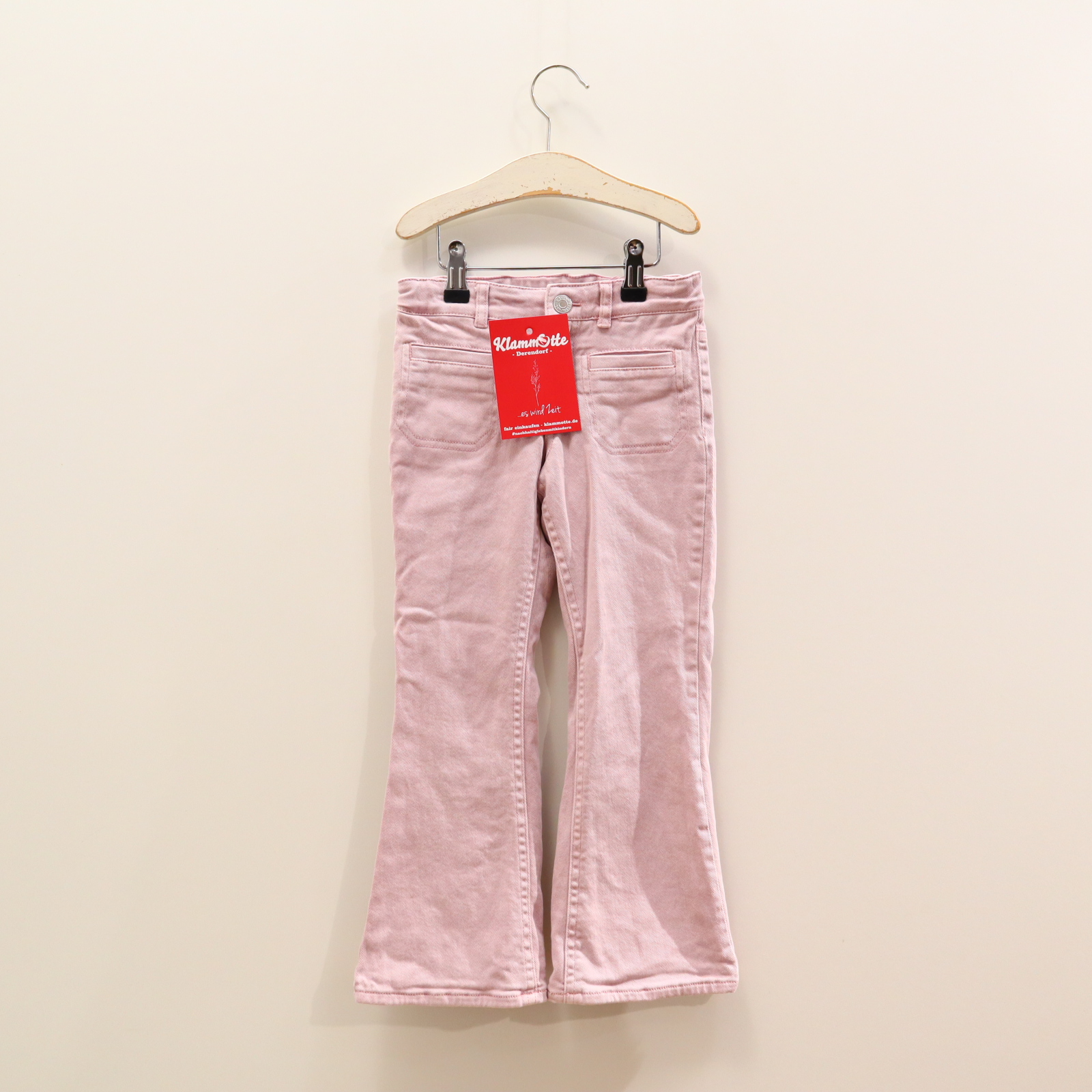 Hose H&M Jeans 116 rosa Denim Druckknopf/Reißverschluß/verstellb. Bund Wide Leg