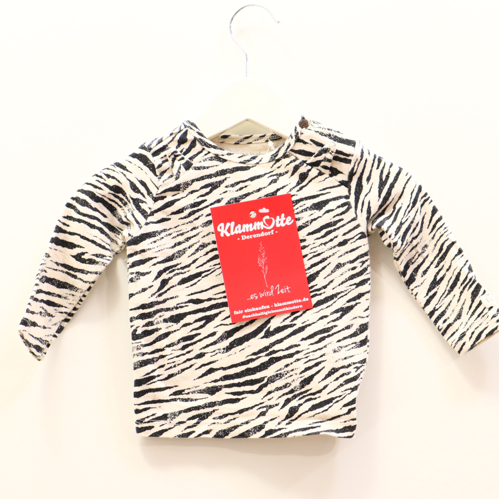 Oberteil noppies 62 creme/schwarz Animalprint langarm Shirt Bio-Baumwolle/Elasthan