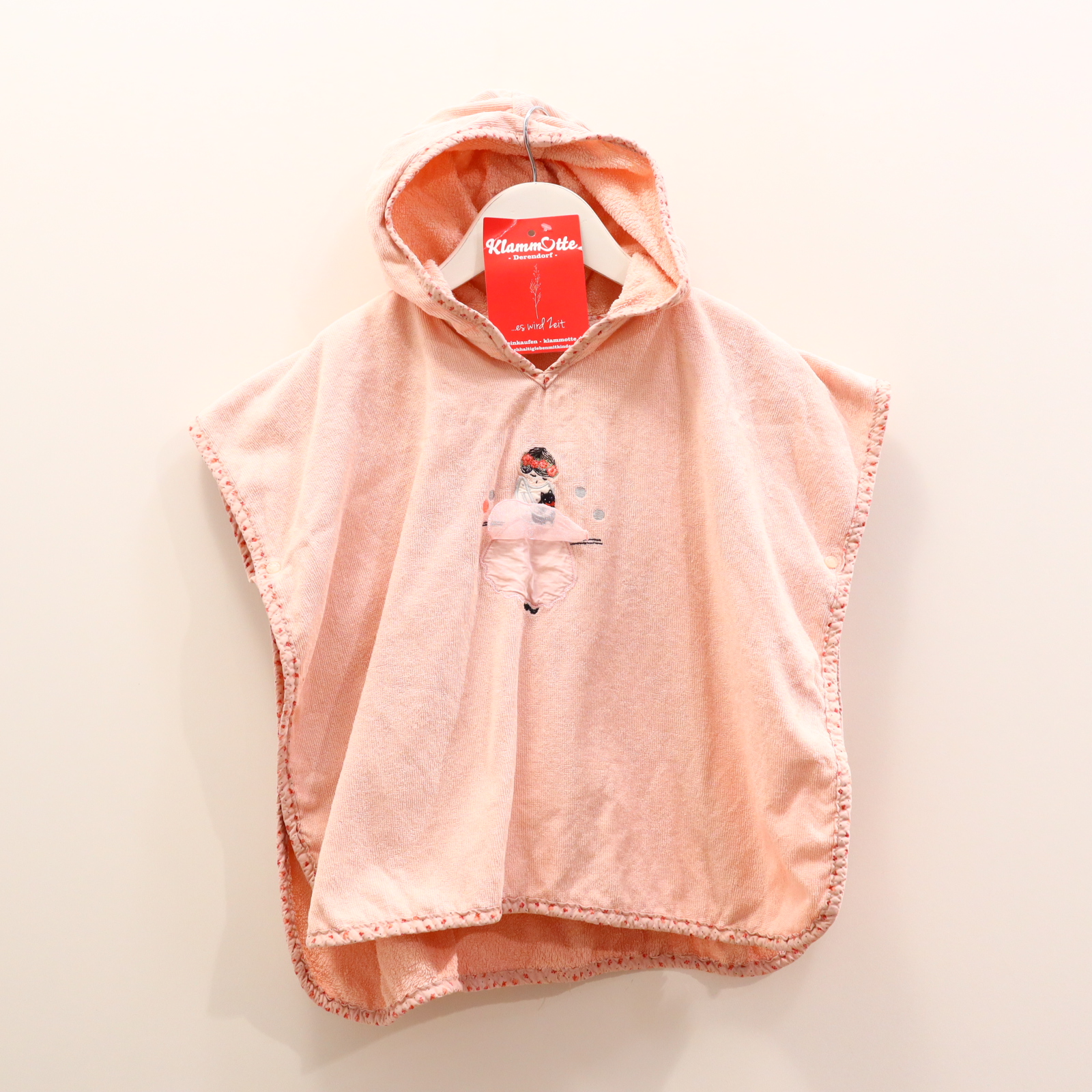 Bademode Carré blanc Badeponcho 92/98/104 rosa Applikation/Stickerei Baumwolle/Frottee