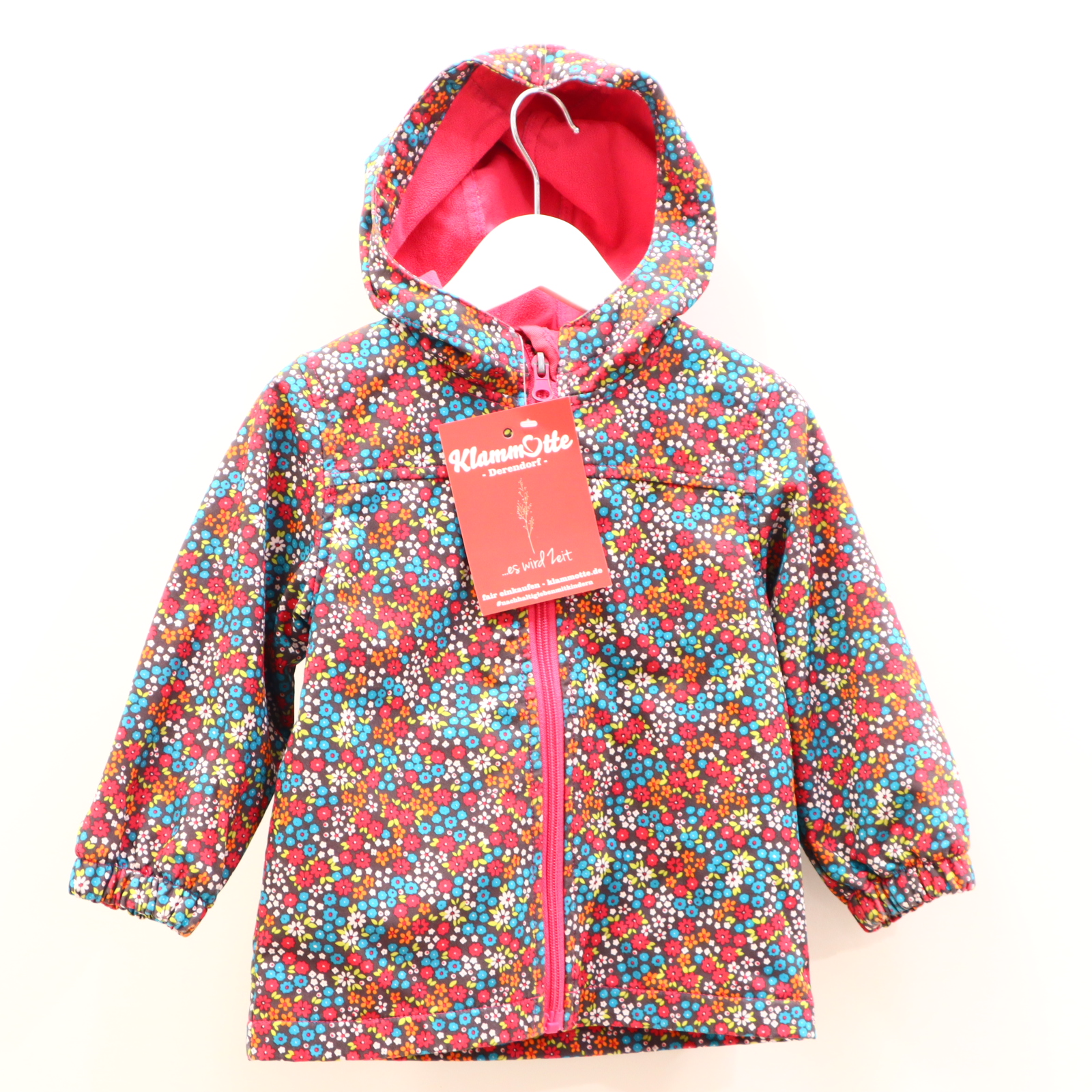 Jacke Bob der Bär Softshelljacke 92 braun/bunt Übergang Alloverprint/Blumen