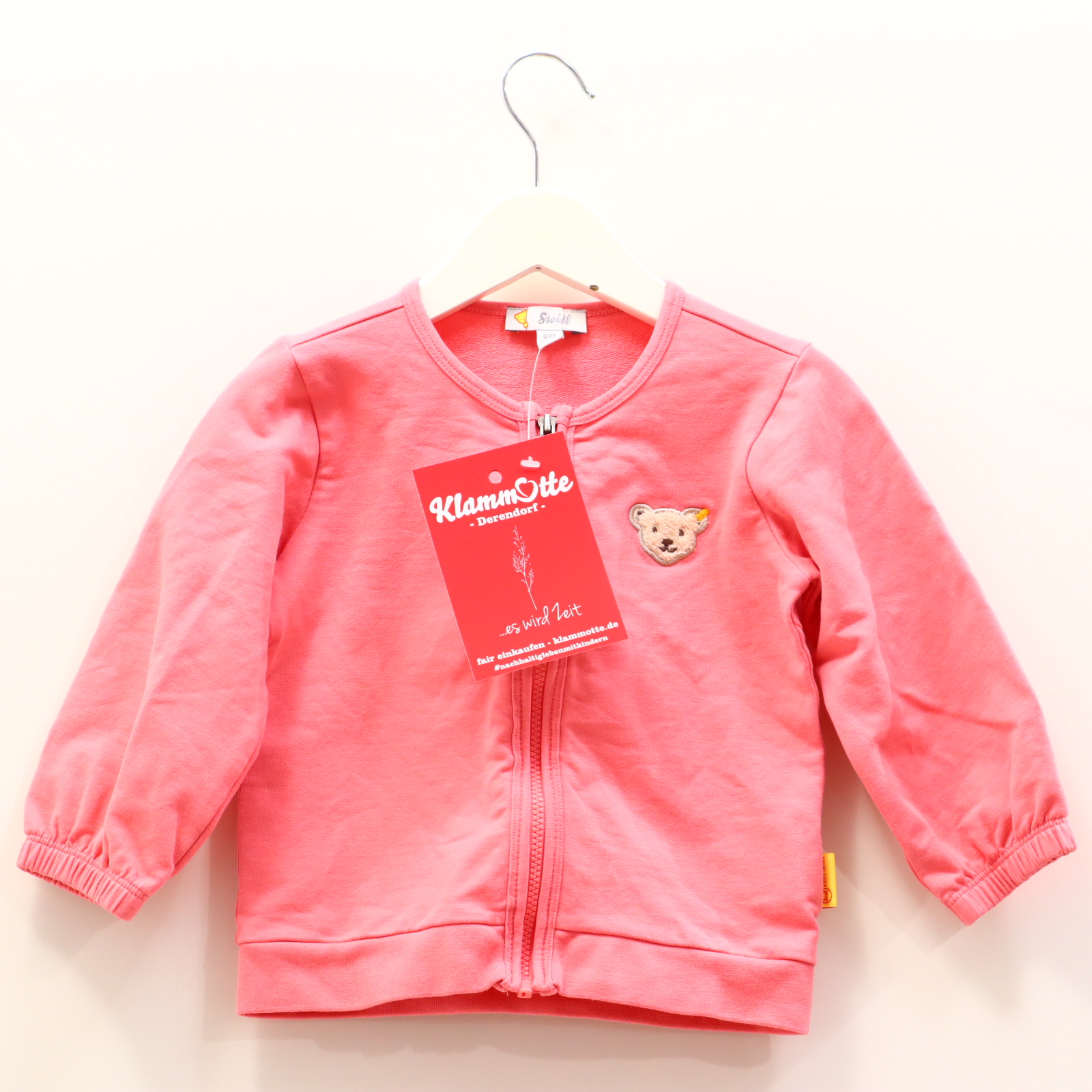 Oberteil Steiff 80 apricot Applikation/Logo Sweatjacke Baumwolle/Elasthan