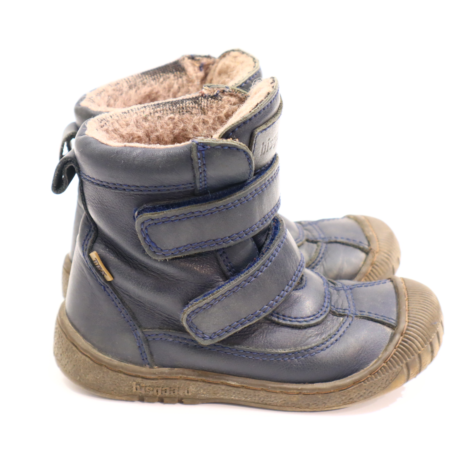 Halbschuhe bisgaard Boots/Klett 26 blau Leder/TEX Schurwolle Herbst/Winter leichte gleichmäßige Ablaufspuren gefüttert