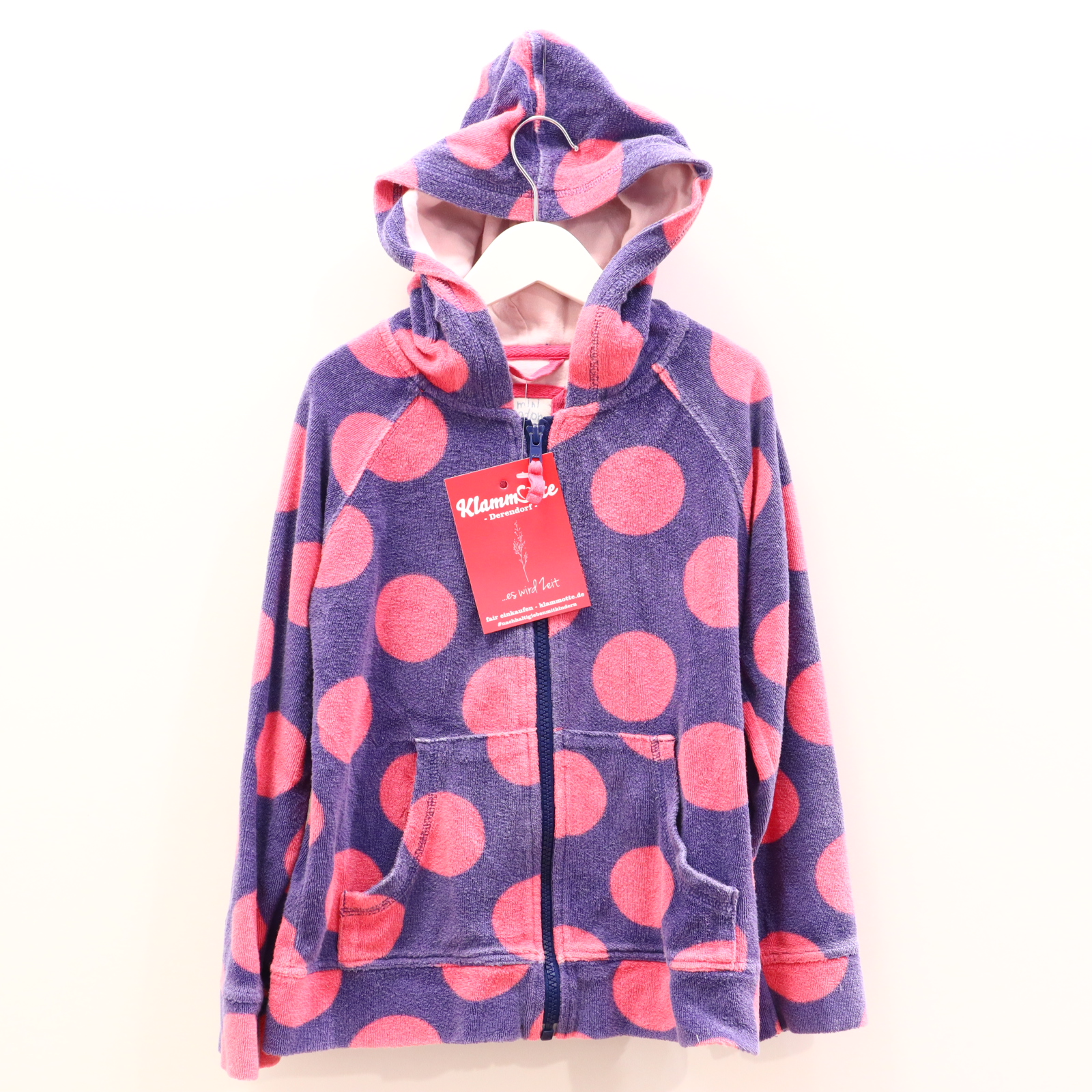 Oberteil mini Boden 122/128 lila/rosa gepunktet Kapuzenjacke Baumwolle/Frottee/Polyester