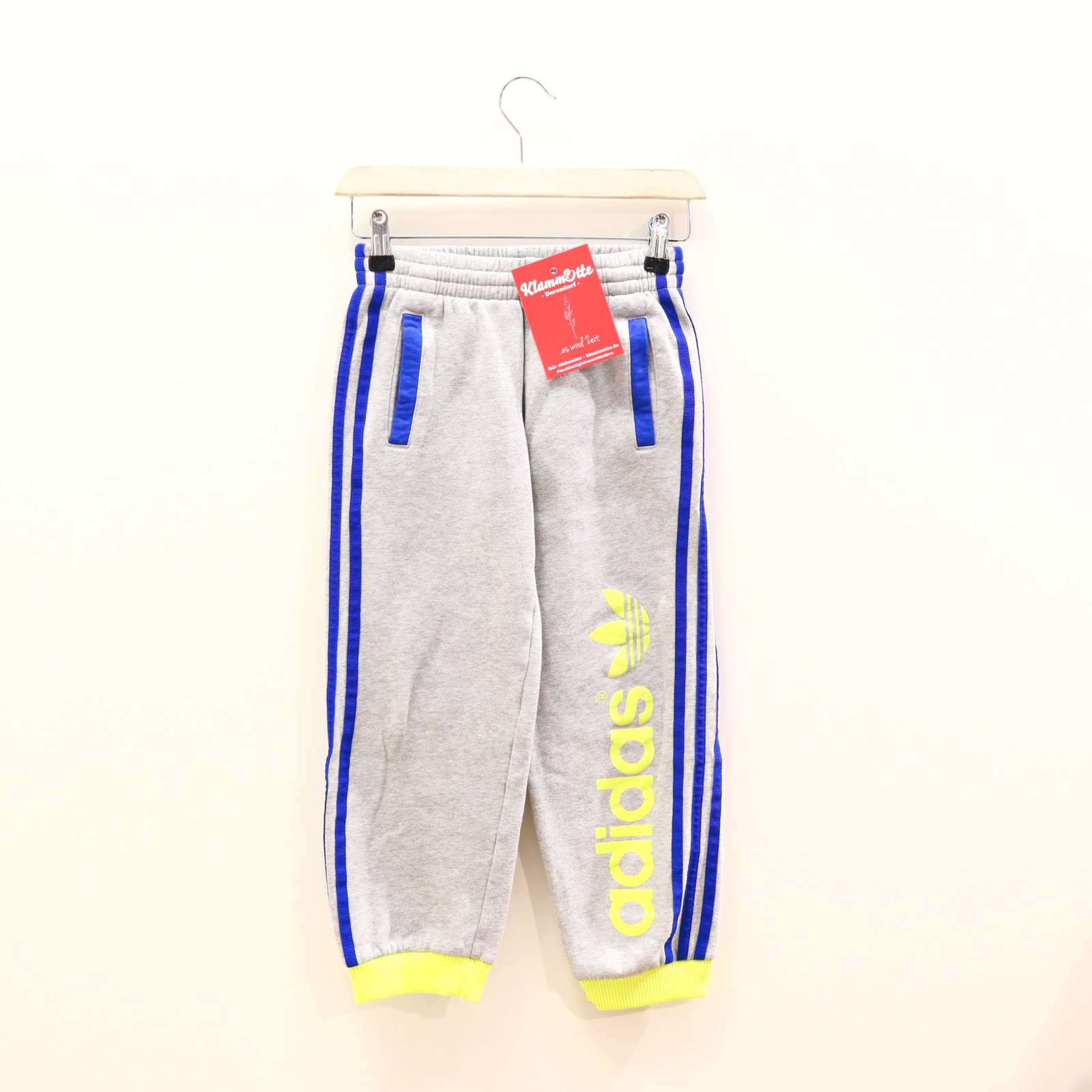 Hose adidas 128 Jogger grau Borde/Logo/melange/Print Gummibandzug/Kordelzug Baumwolle/Polyester/Sweat