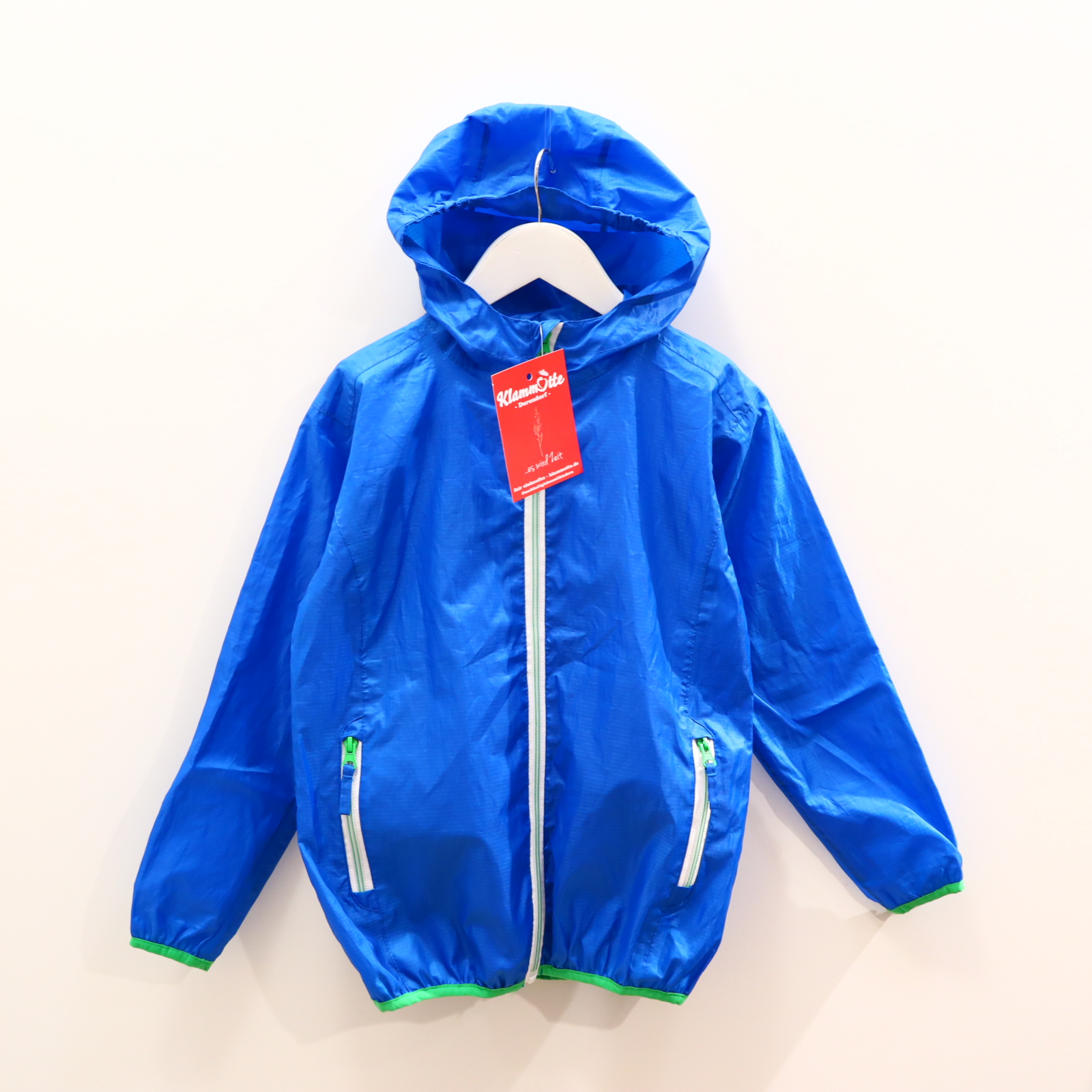 Jacke Playshoes 128 blau Regenjacke verstaubar!