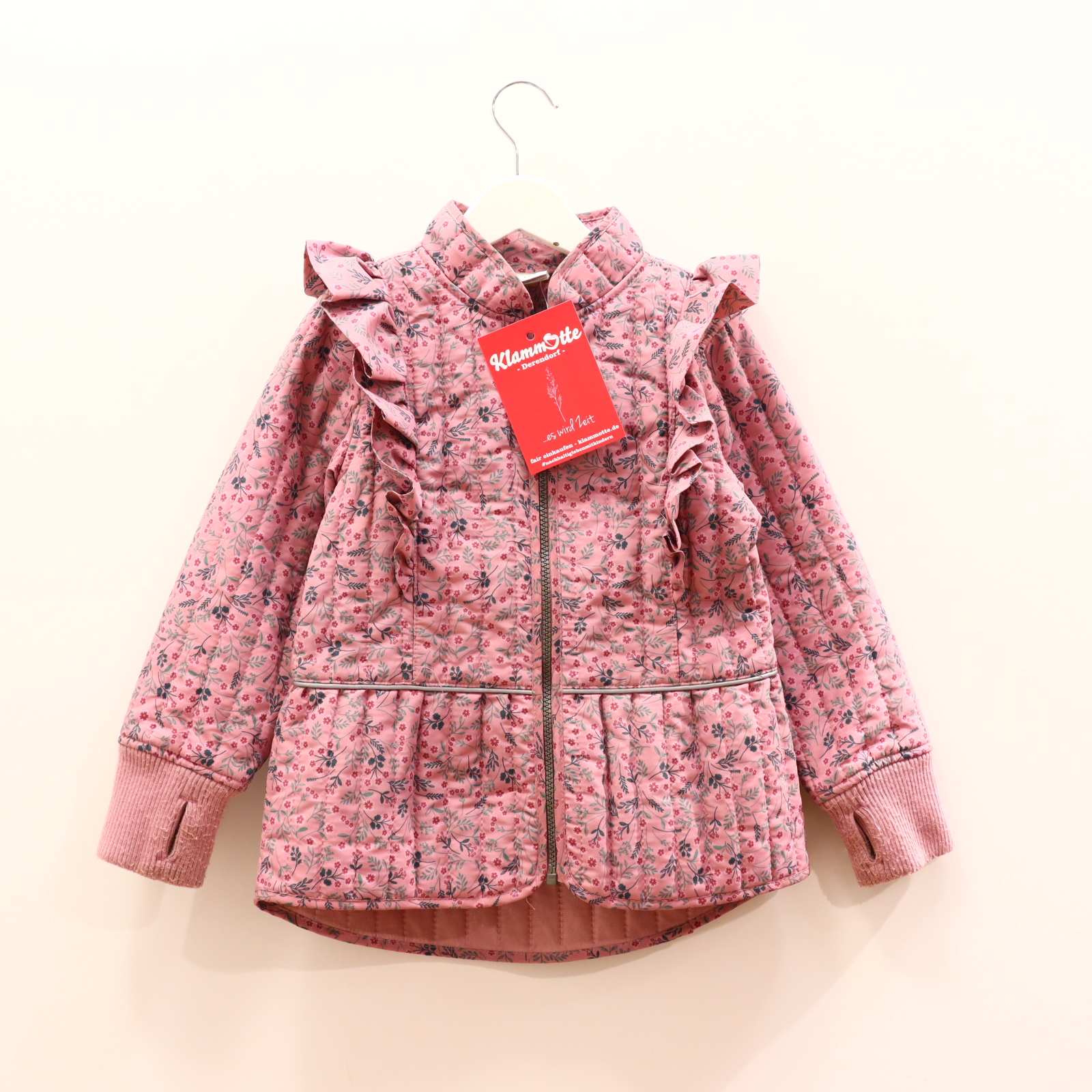 Jacke ENFANT Steppjacke/Thermojacke 110/116 bunt/rosa Übergang/Herbst Alloverprint/Blumen/Volants Polyester