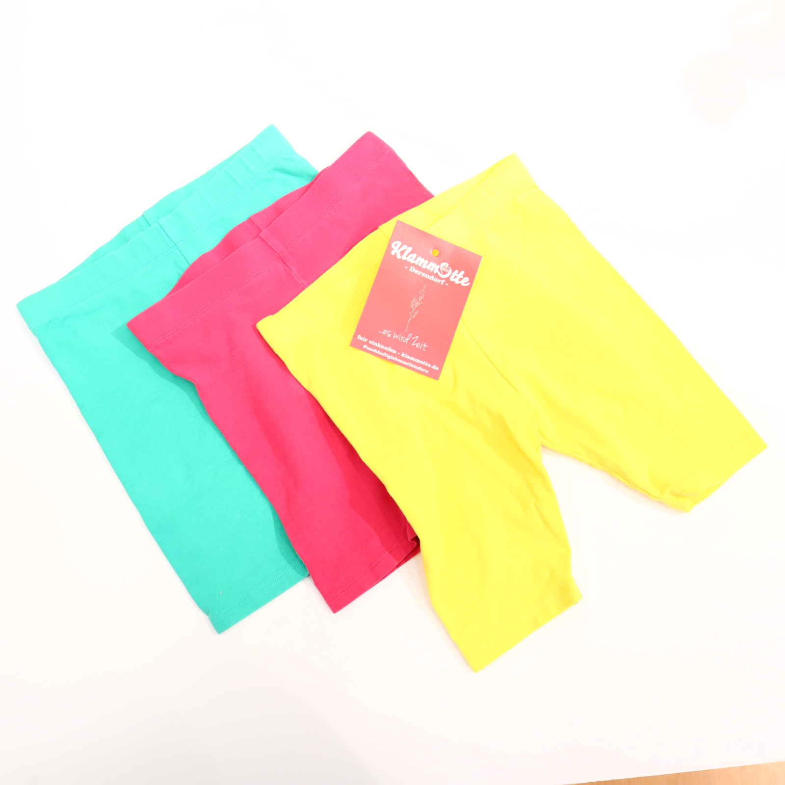 Hose next Jerseyhose/Short/3er Set 116 gelb/grün/pink Baumwolle/Elasthan Gummibandzug