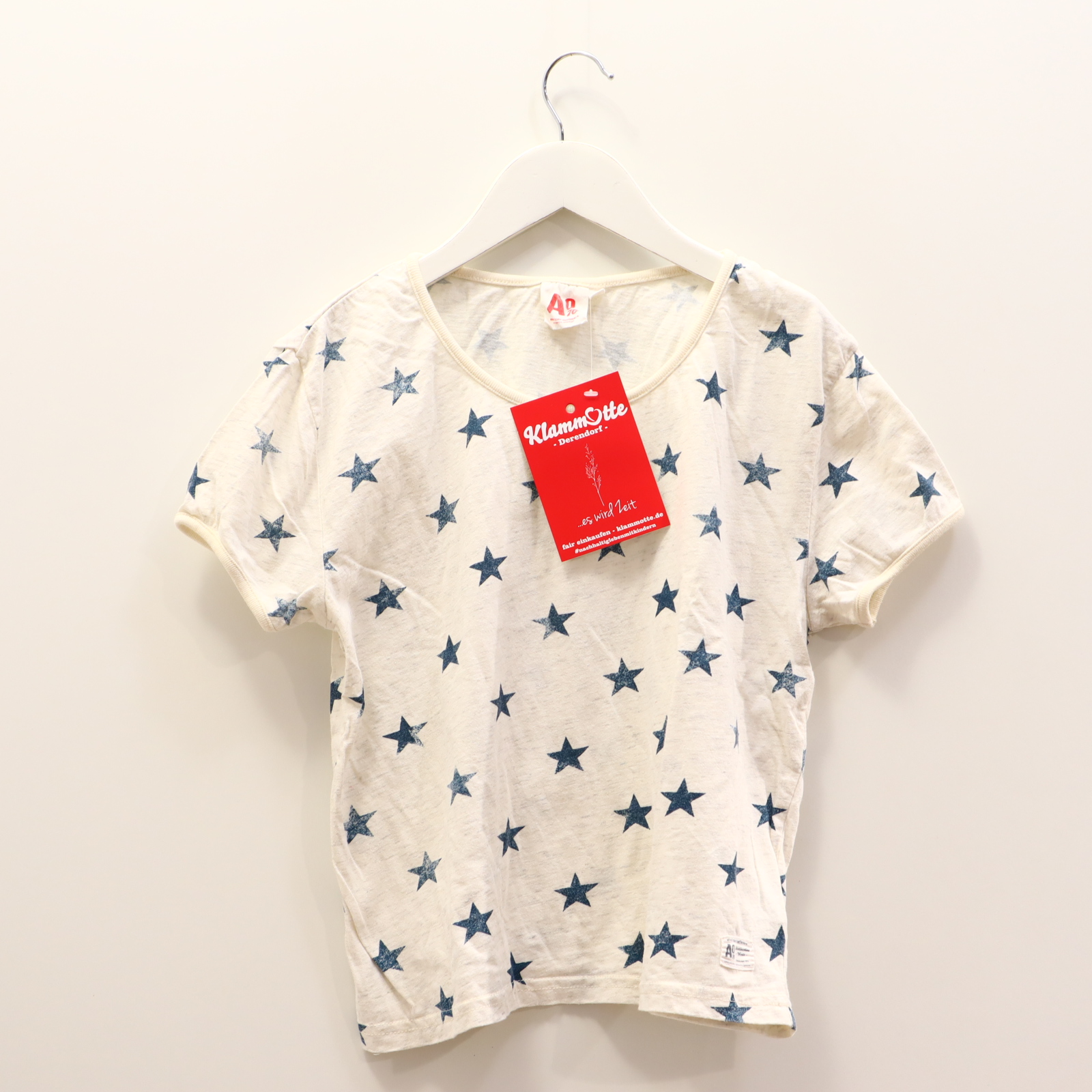 Oberteil american outfitters 164 grau/weiß Alloverprint/glitzer/melange/Sterne kurzarm Shirt Baumwolle/metallische Fasern Crop